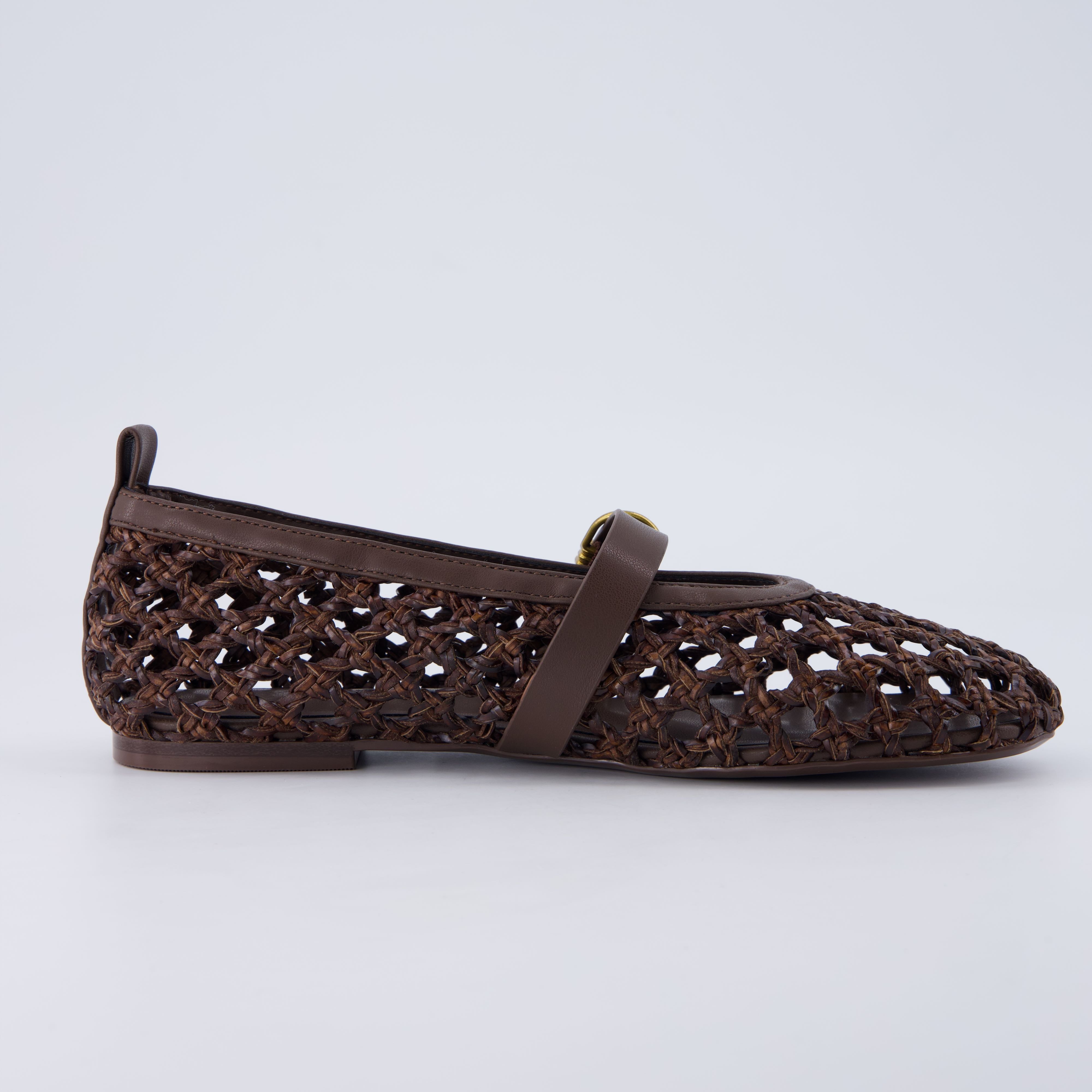 Wendy Woven Mary Jane Flats Brown