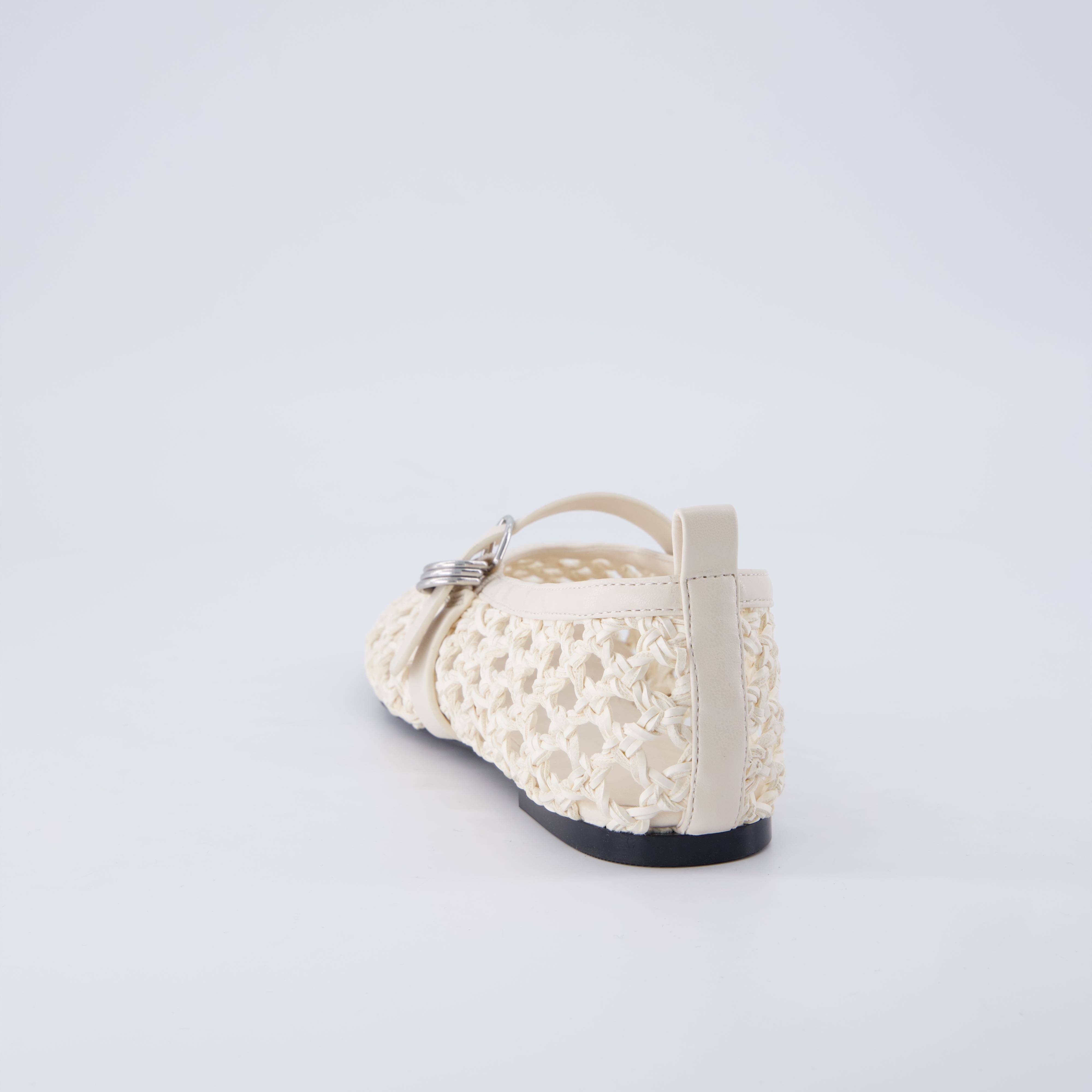 Wendy Woven Mary Jane Flats Ivory