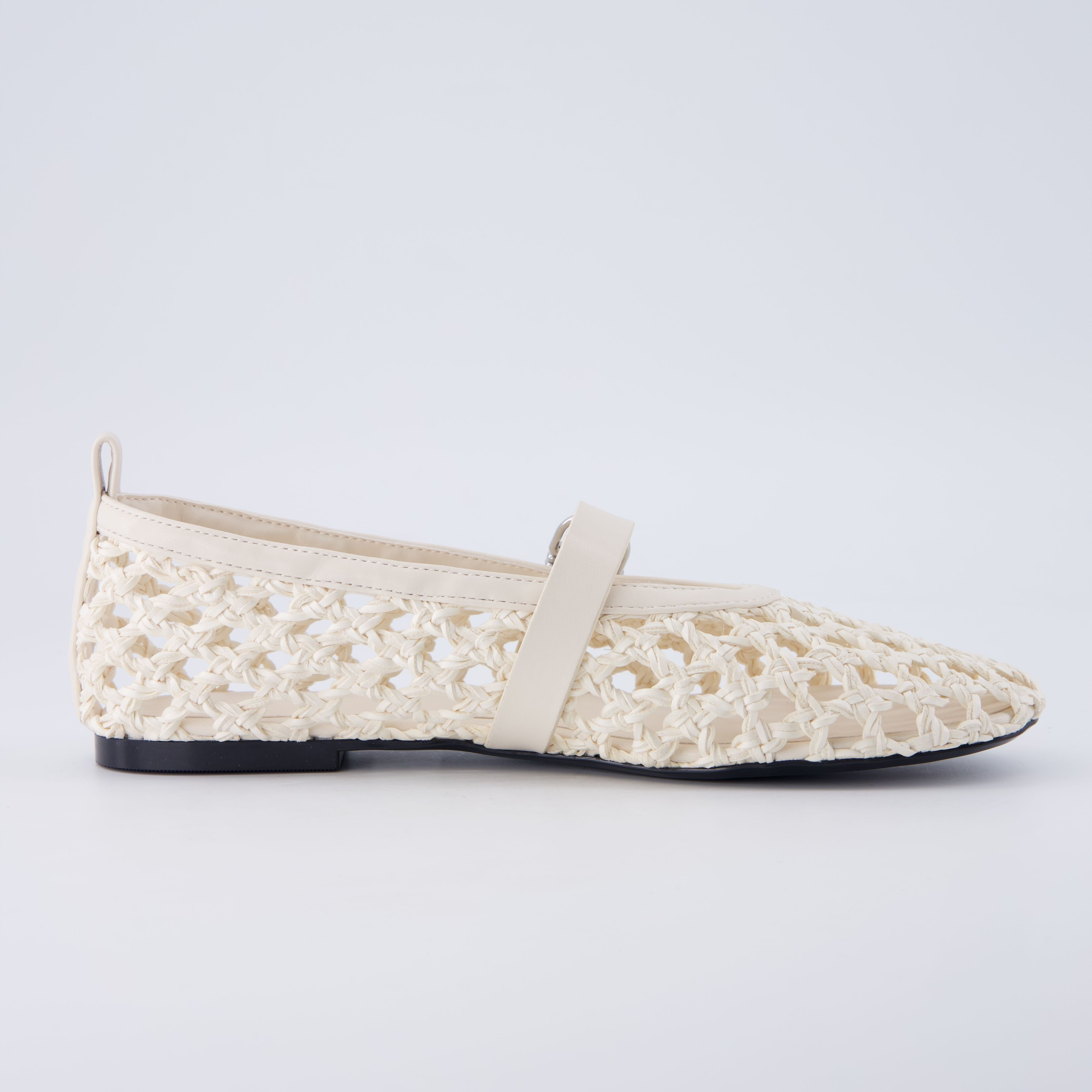Wendy Woven Mary Jane Flats Ivory