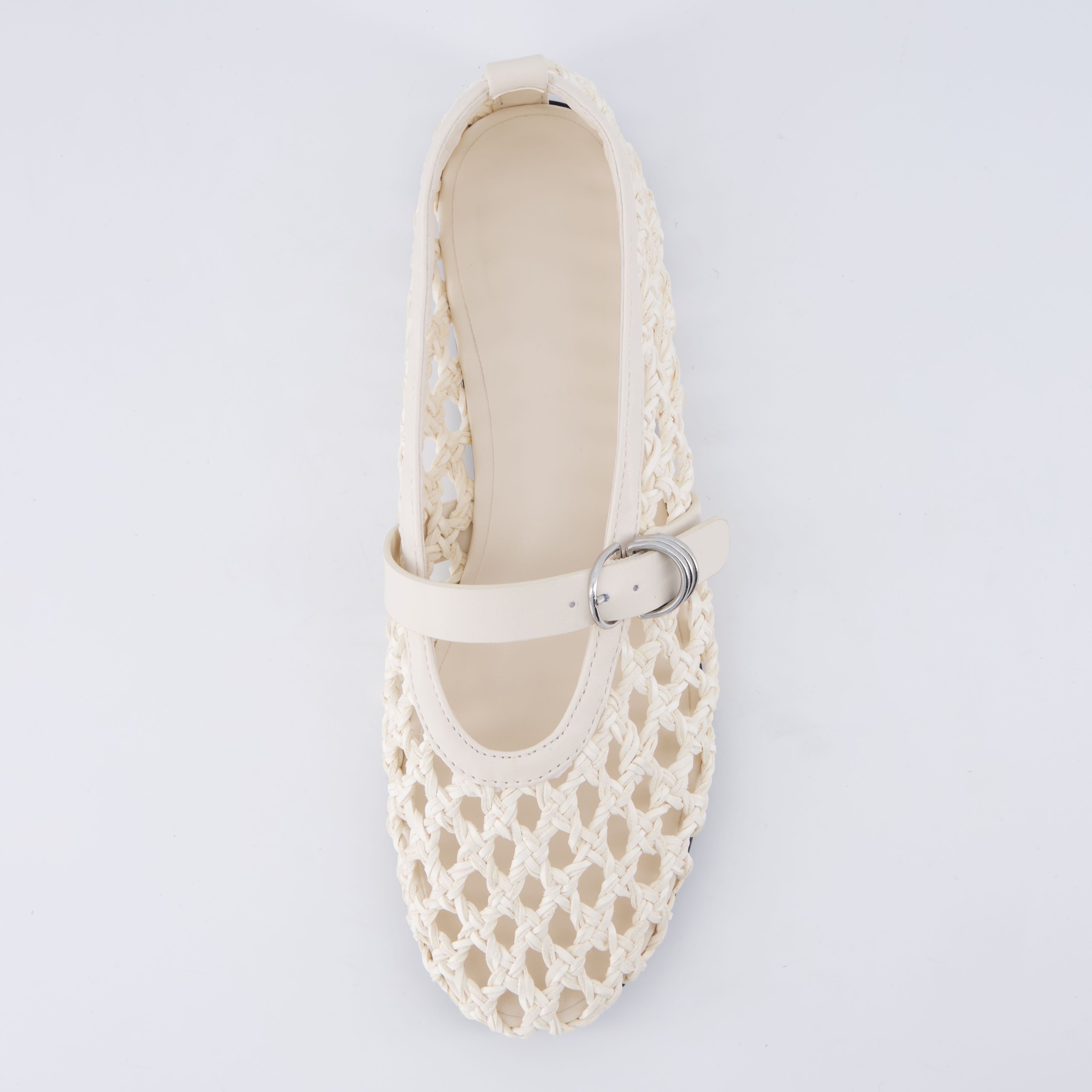 Wendy Woven Mary Jane Flats Ivory