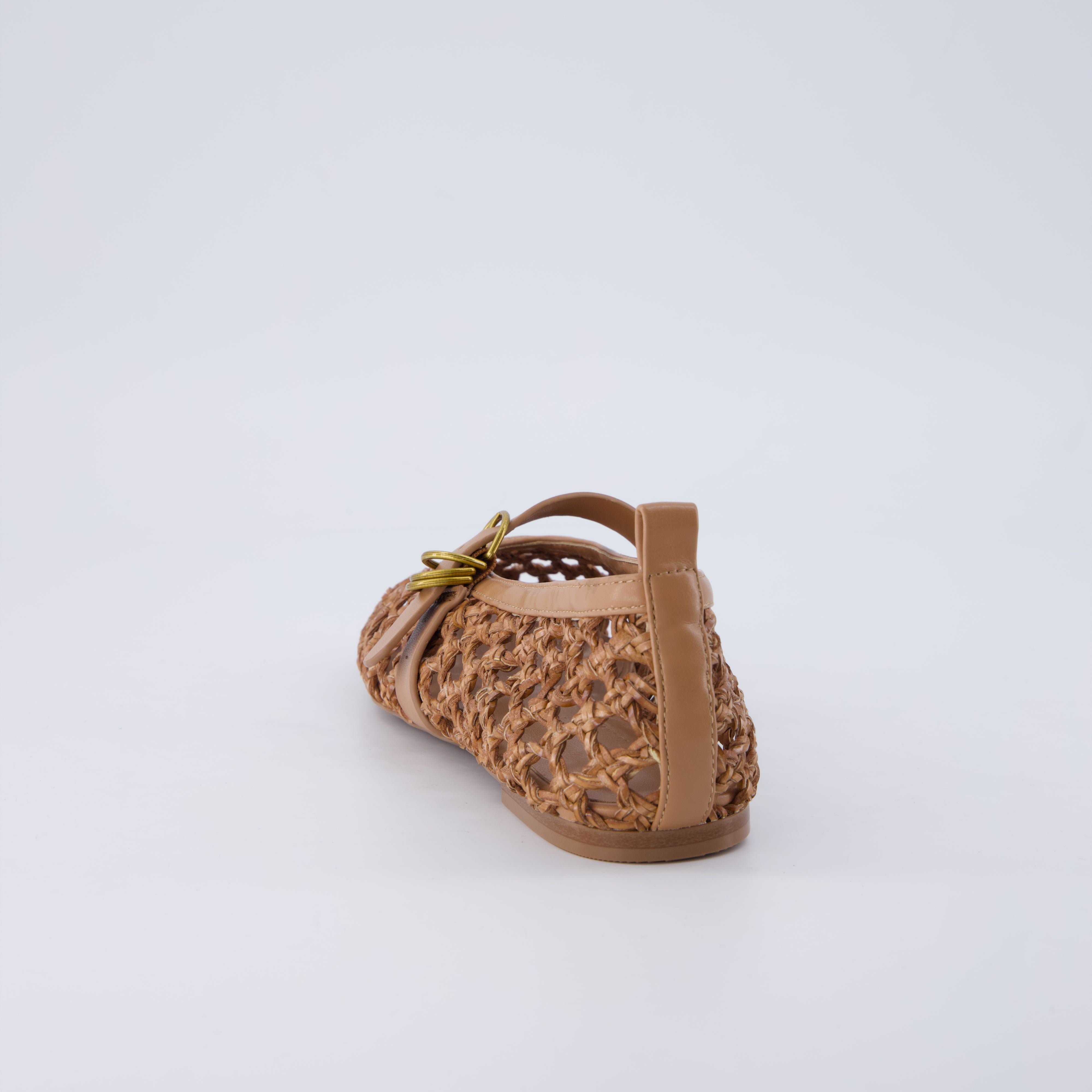 Wendy Woven Mary Jane Flats Tan