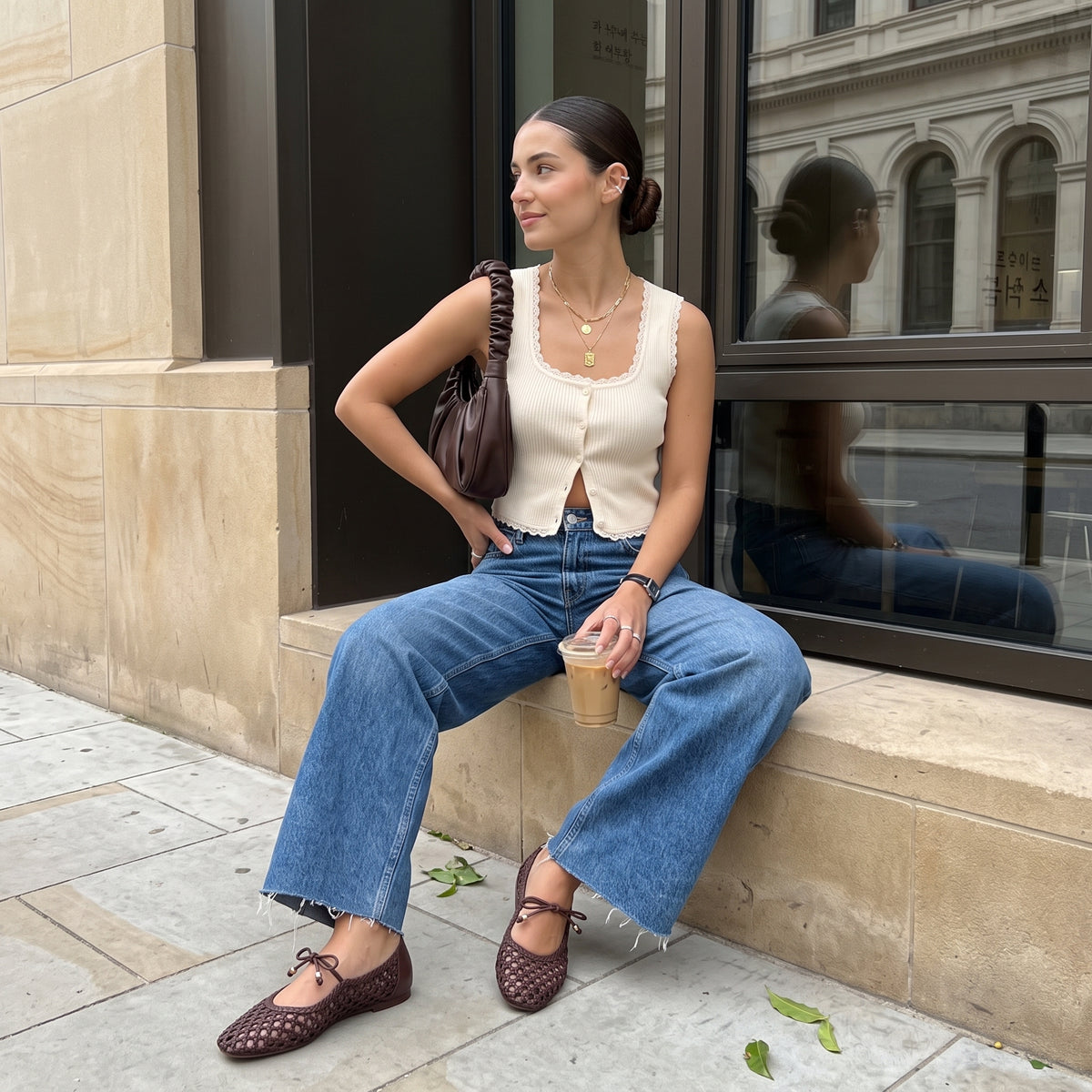 Wesley Woven Ballet Flats Brown