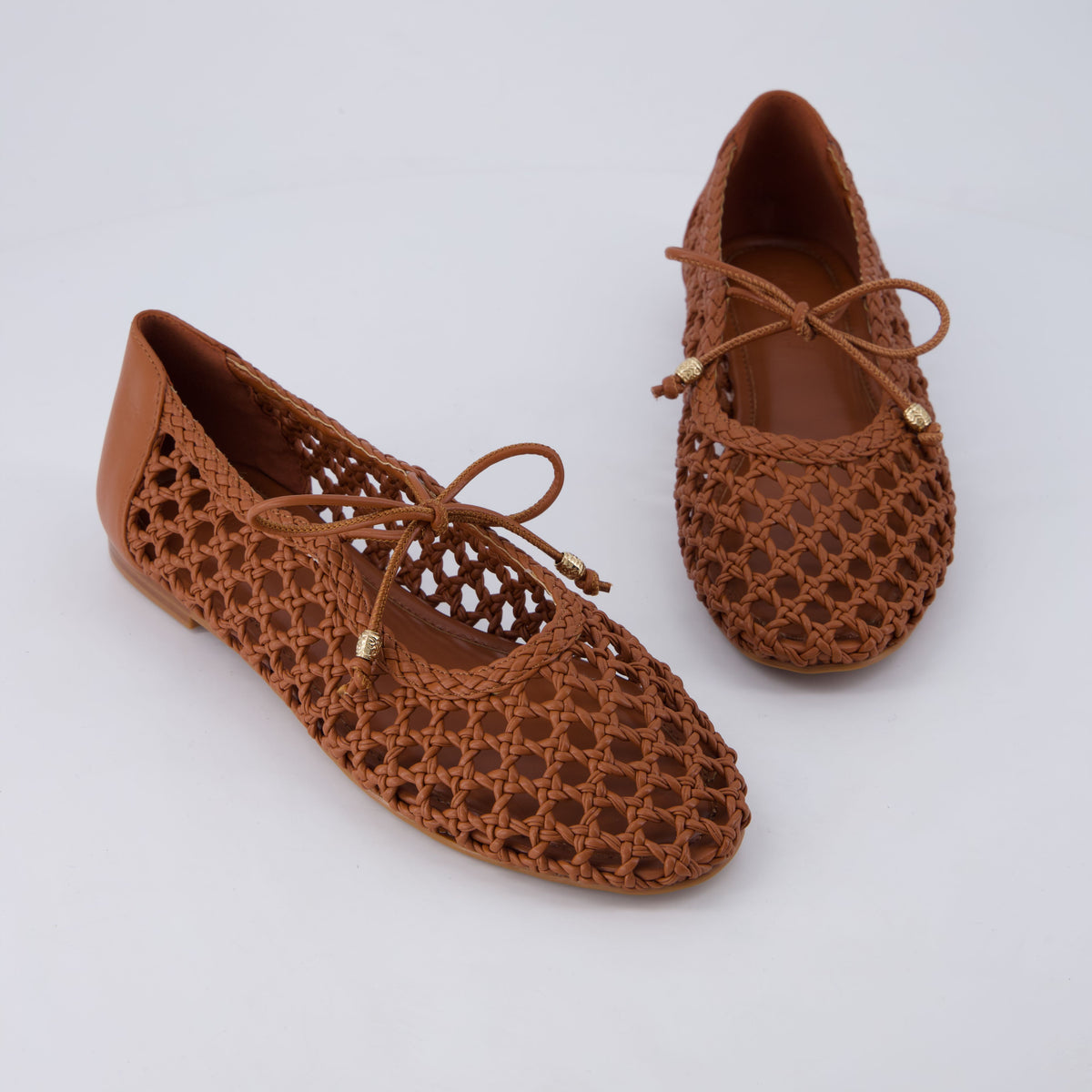 Wesley Woven Ballet Flats Cognac