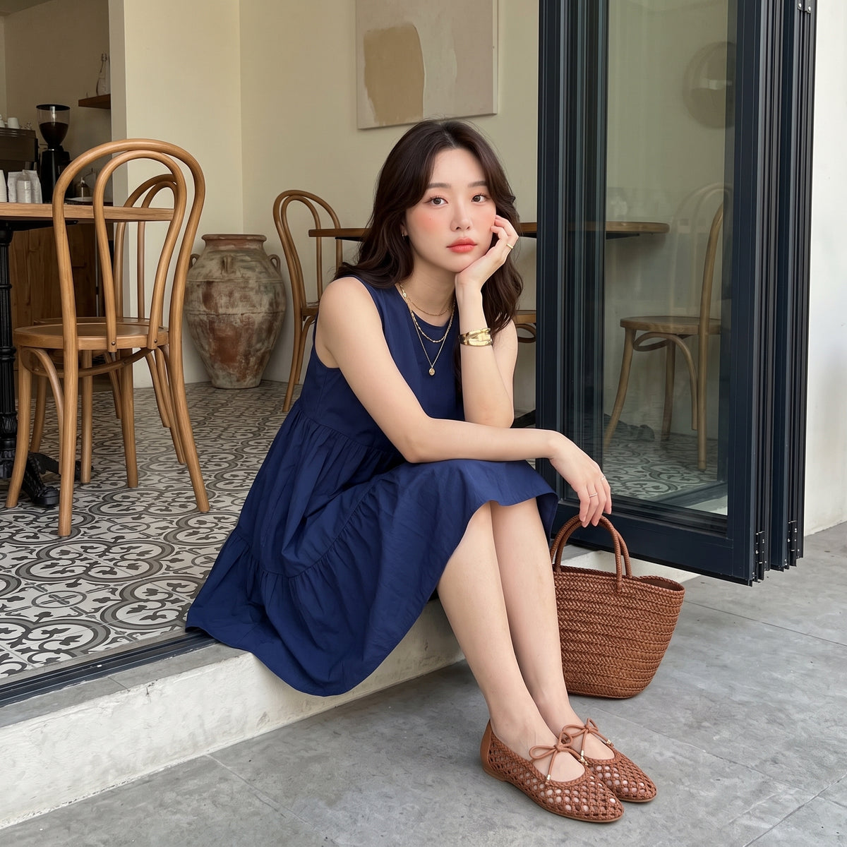 Wesley Woven Ballet Flats Cognac