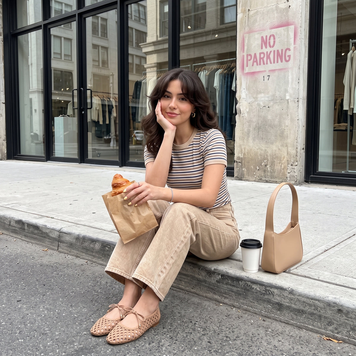 Wesley Woven Ballet Flats Latte