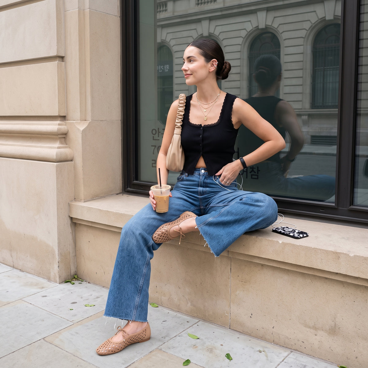 Wesley Woven Ballet Flats Latte