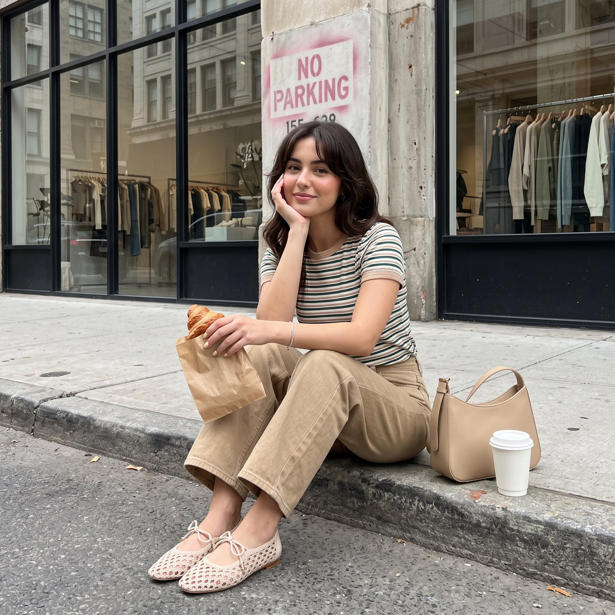 Wesley Woven Ballet Flats Wheat