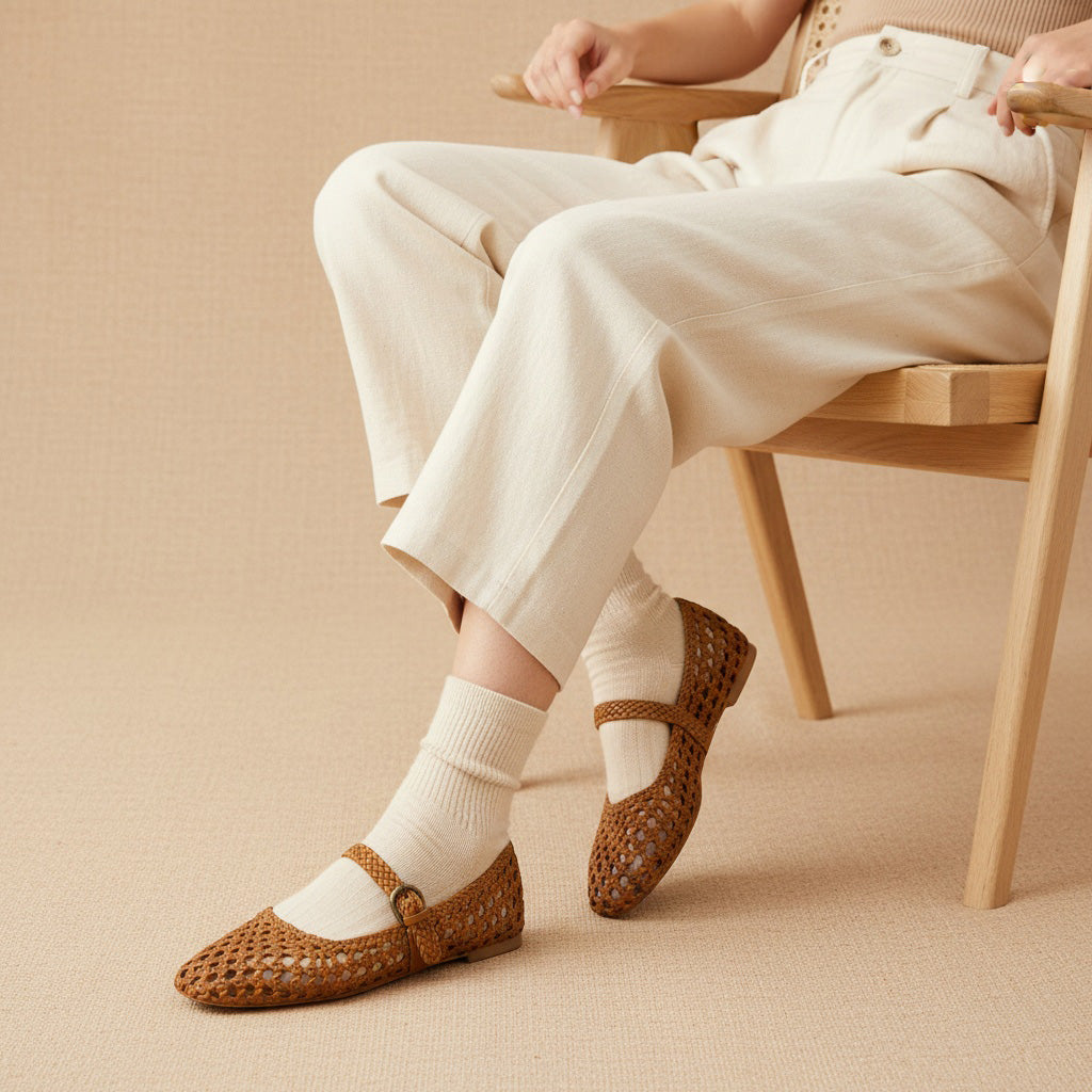 Weston Woven Mary Jane Cognac