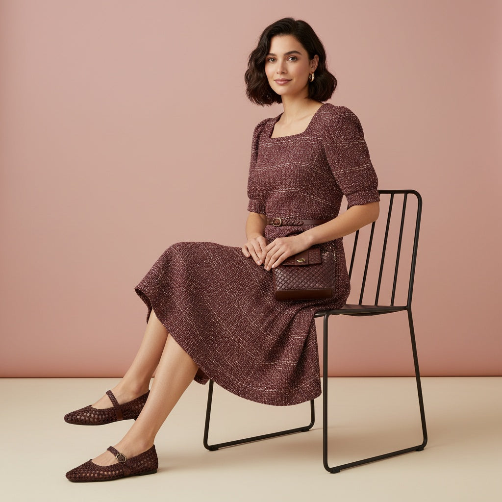 Weston Woven Mary Jane Burgundy