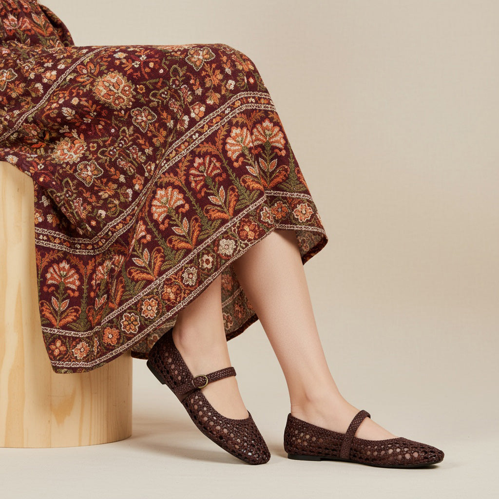 Weston Woven Mary Jane Burgundy
