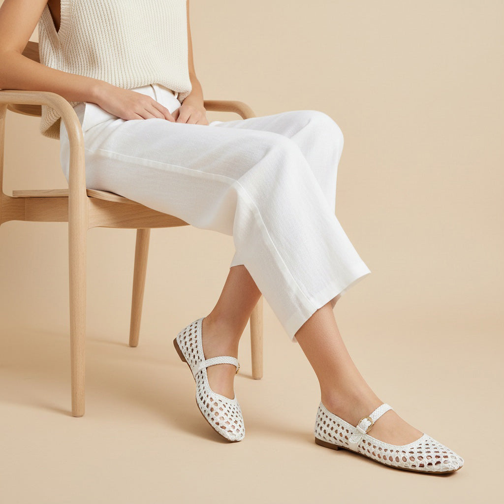 Weston Woven Mary Jane White