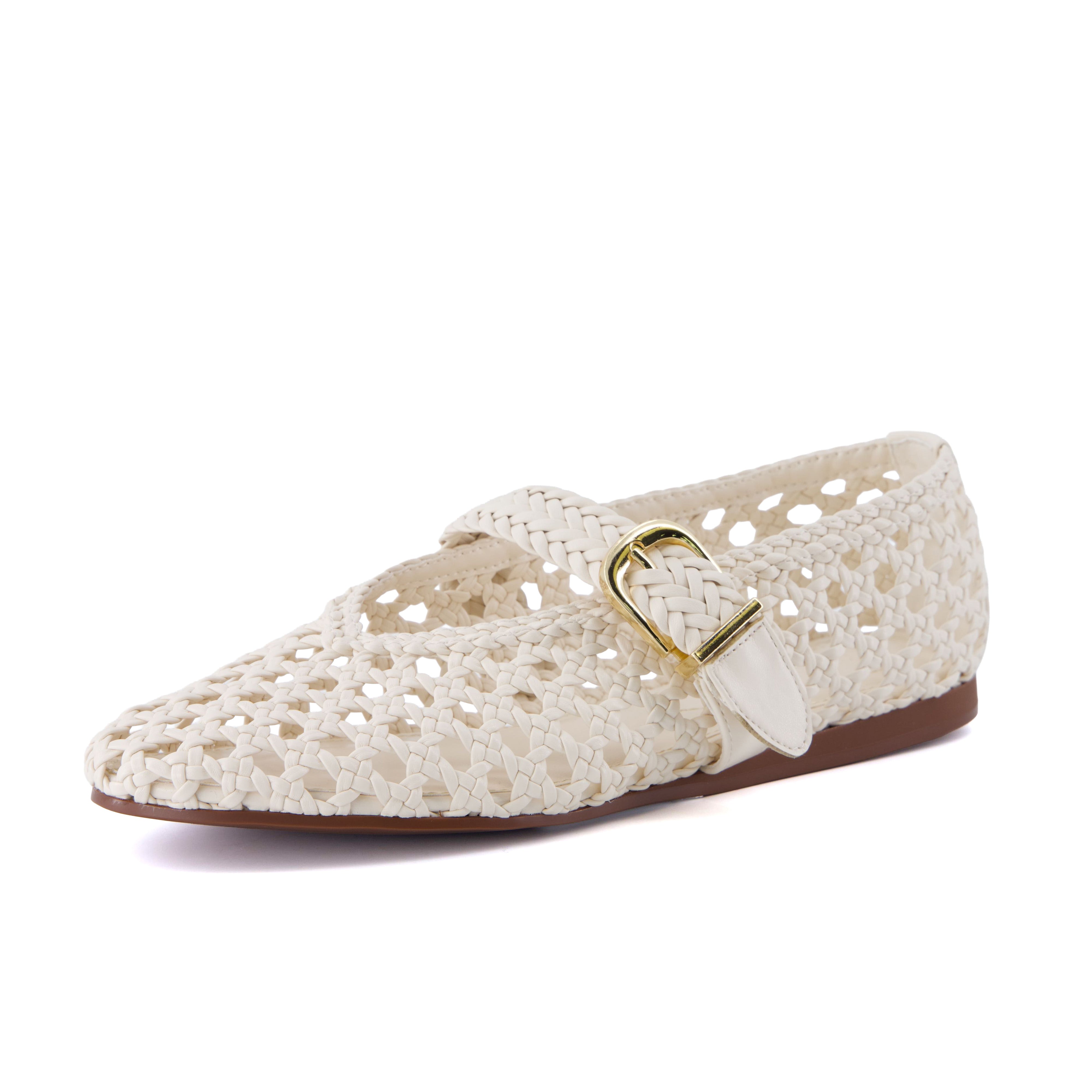 Wit Hand Woven Flats Cream