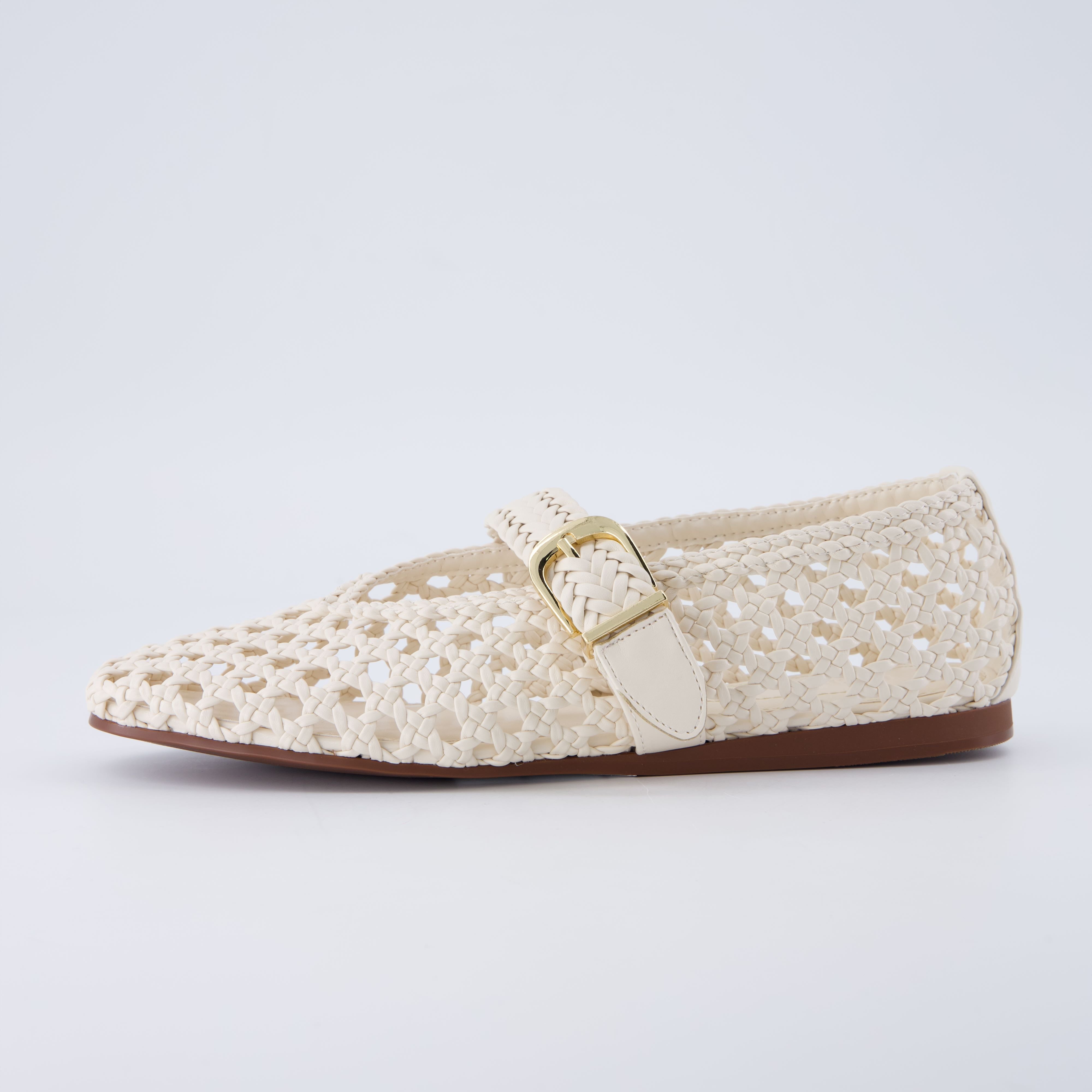 Wit Hand Woven Flats Cream