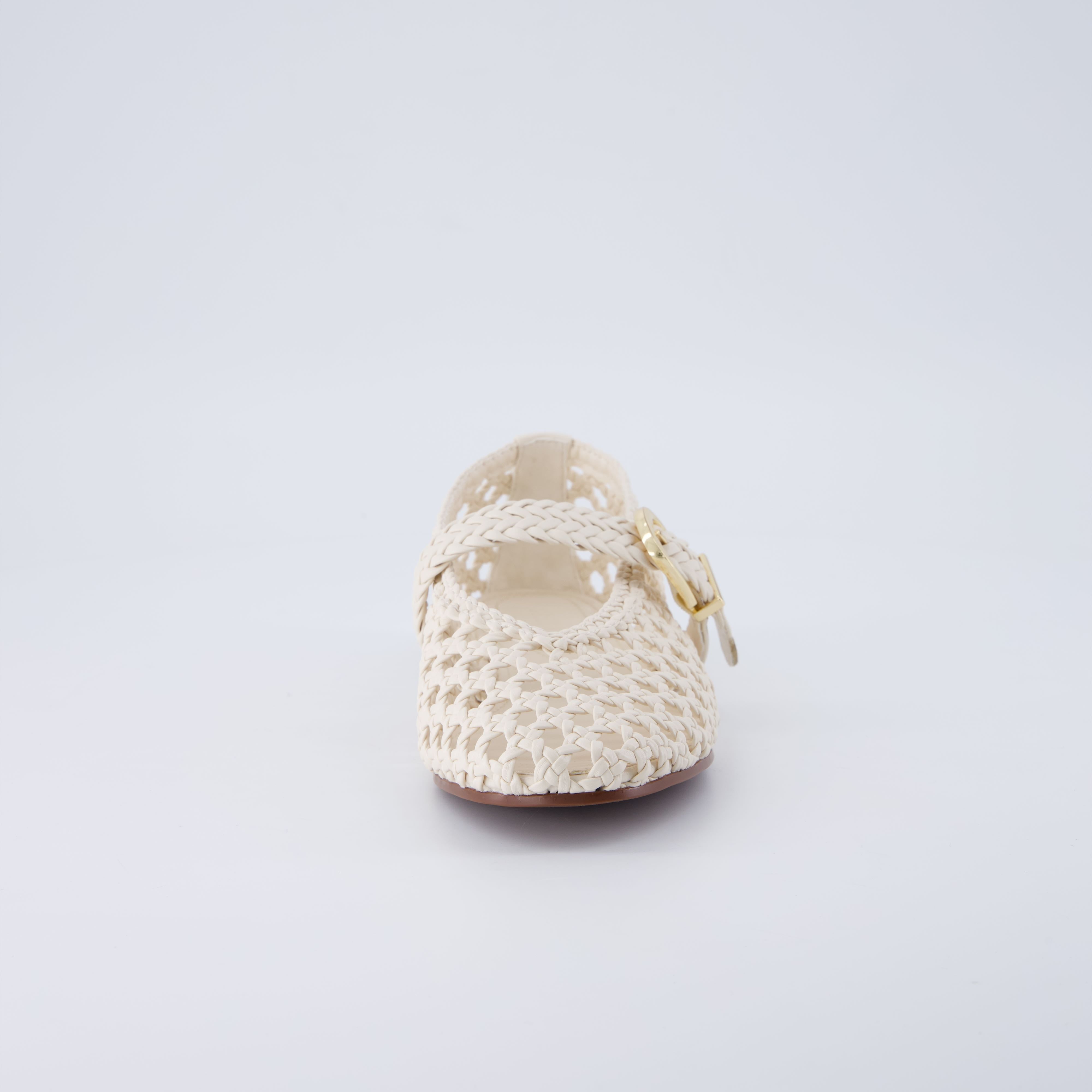 Wit Hand Woven Flats Cream