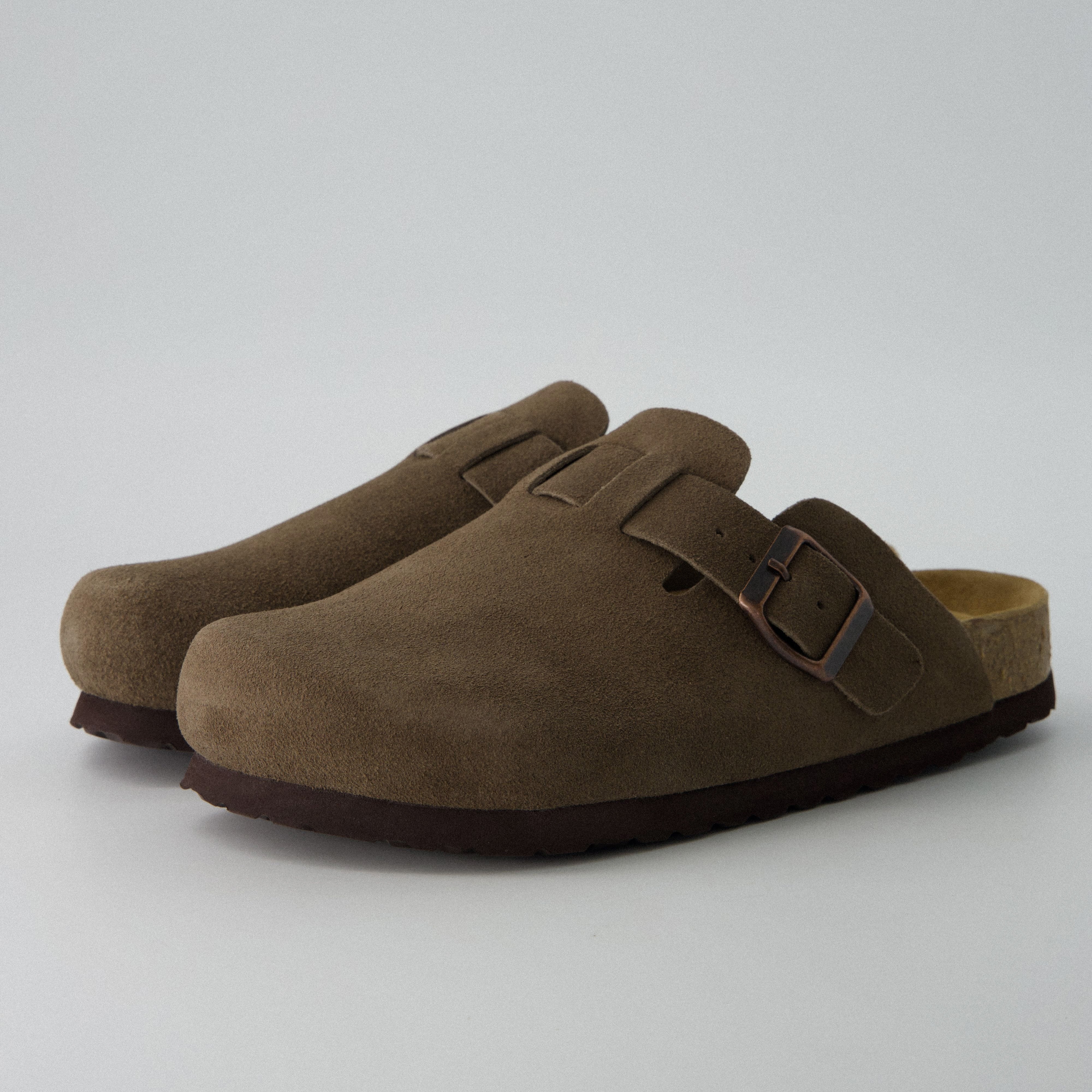 Hana Leather Clog Dark Taupe