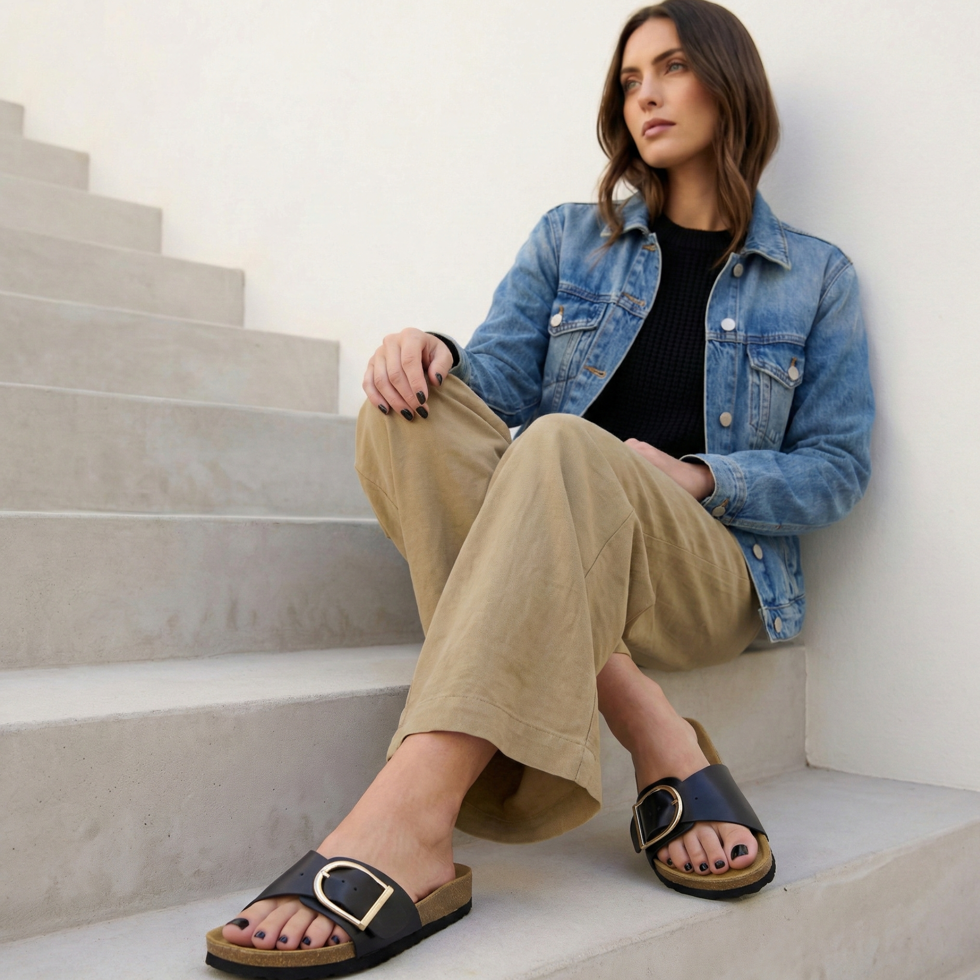 Leeds Cork Sandal Black