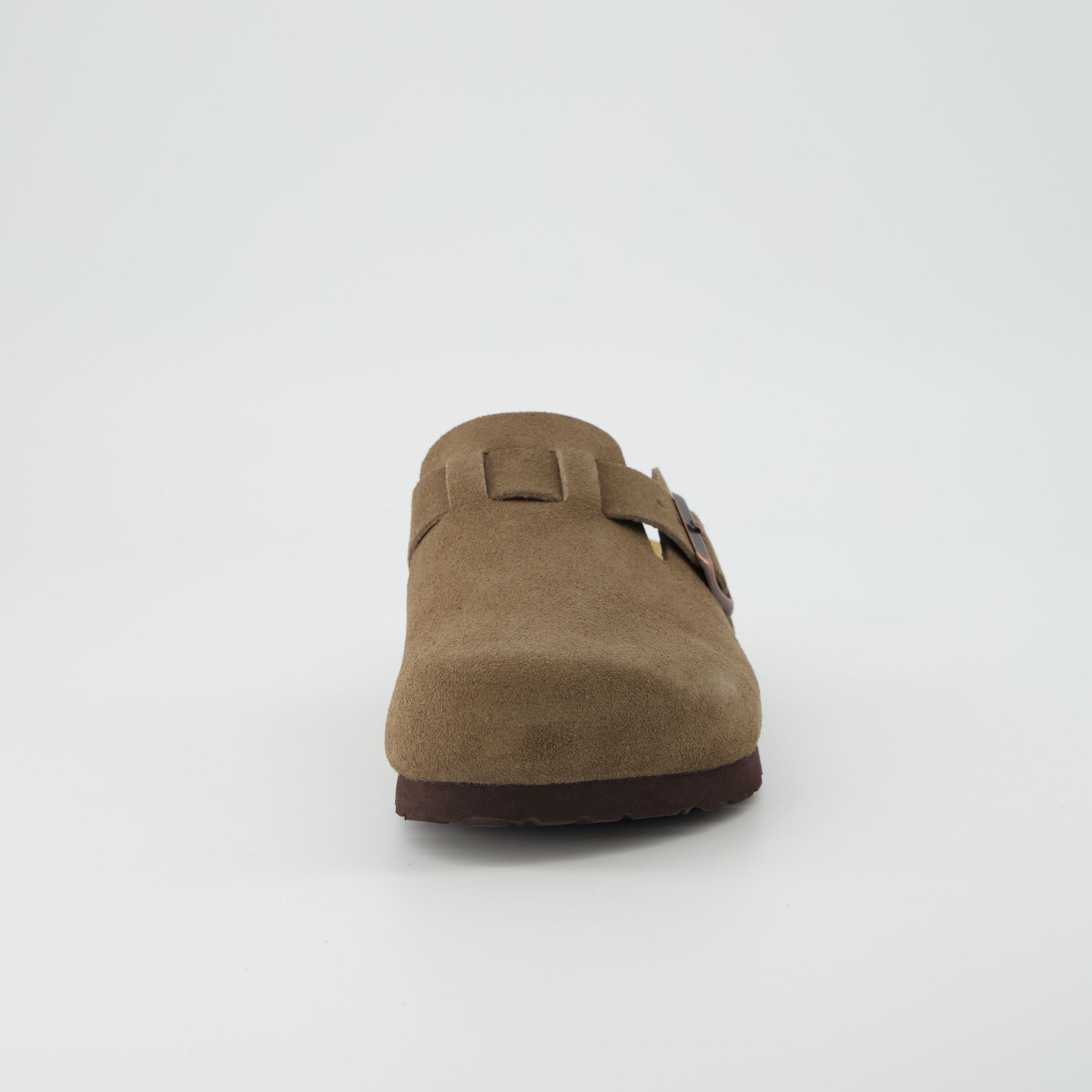 Hana Leather Clog Dark Taupe