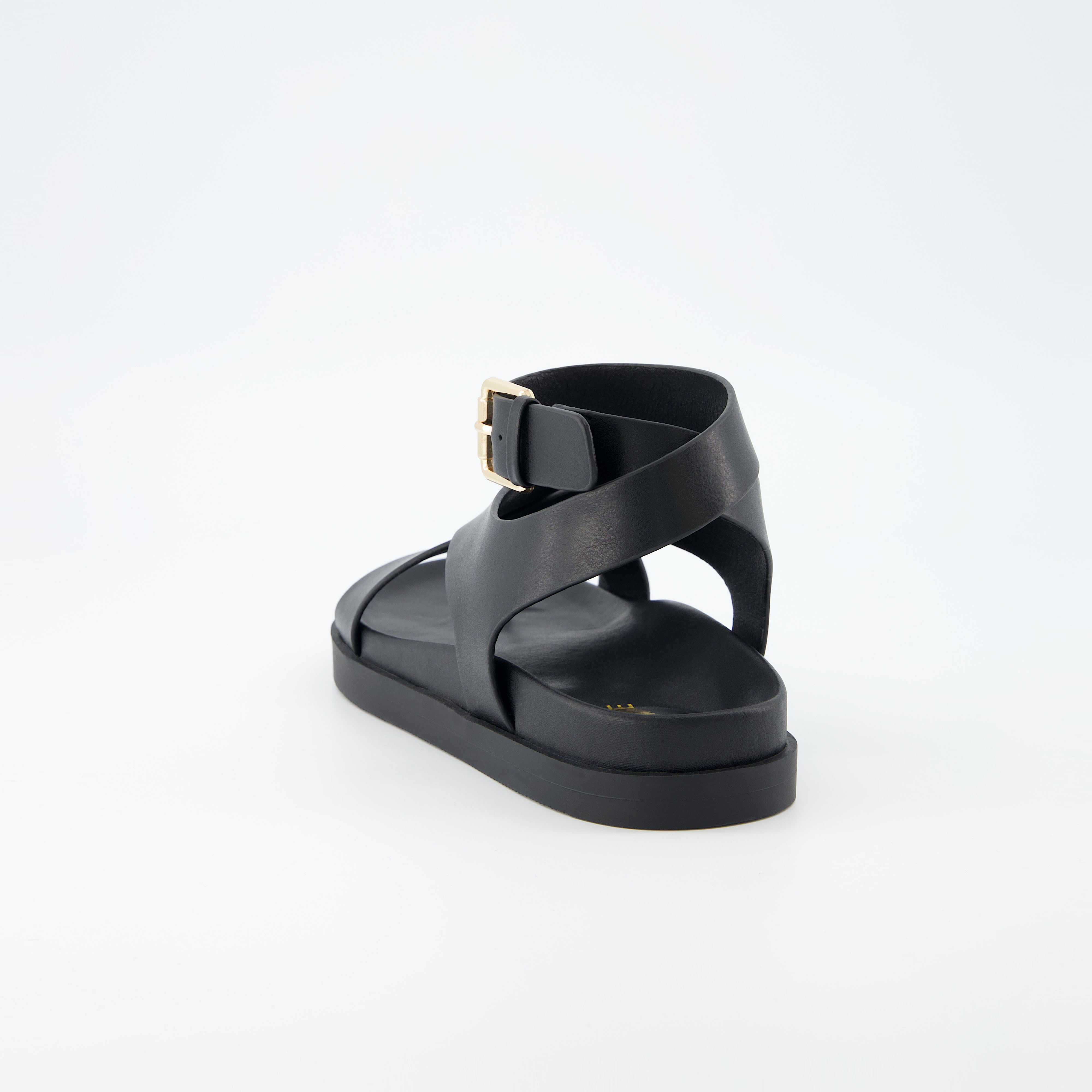 Entry Ankle Wrap Molded Footbed Sandal Black