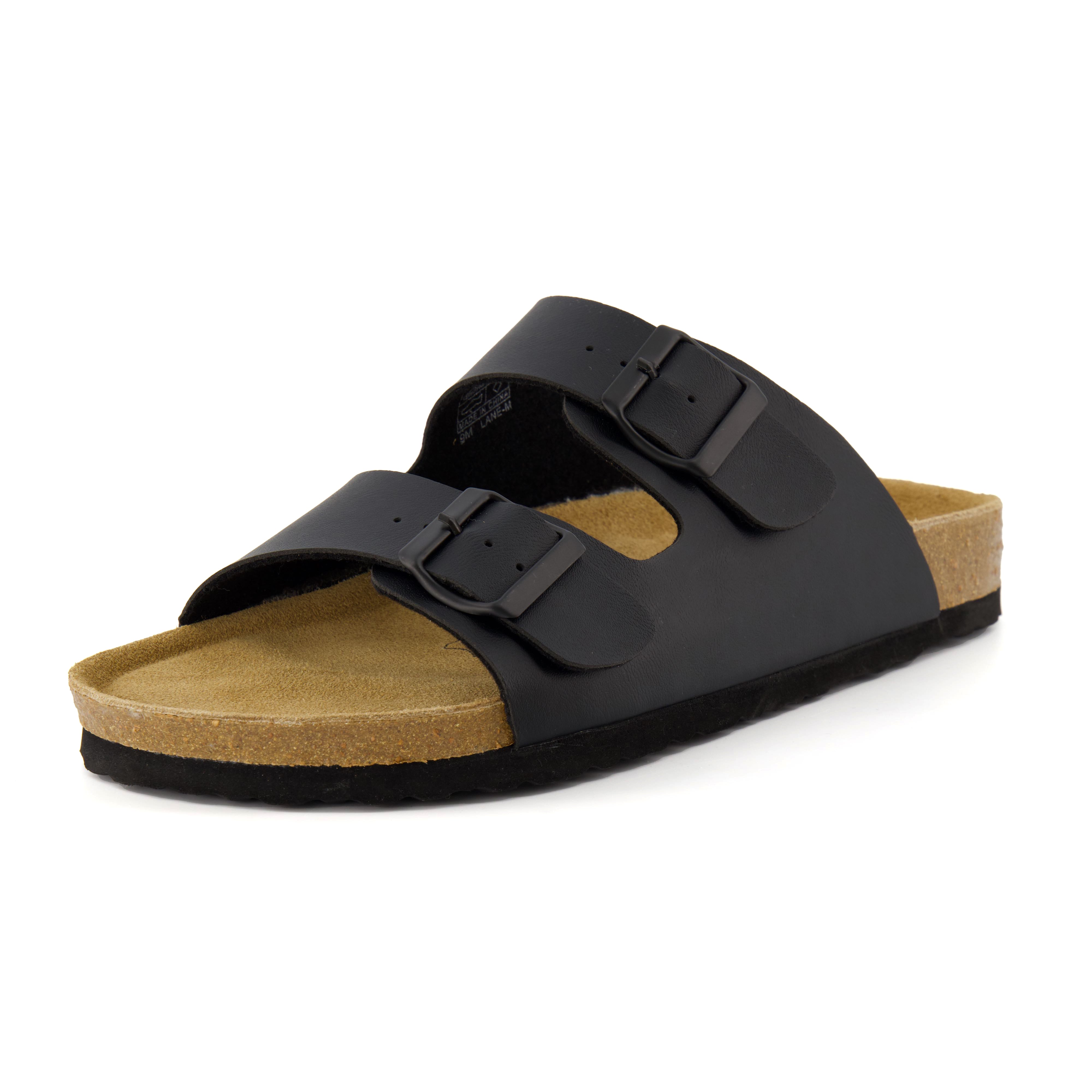 Lane Men's Cork Footbed Sandal Black Nappa Medium