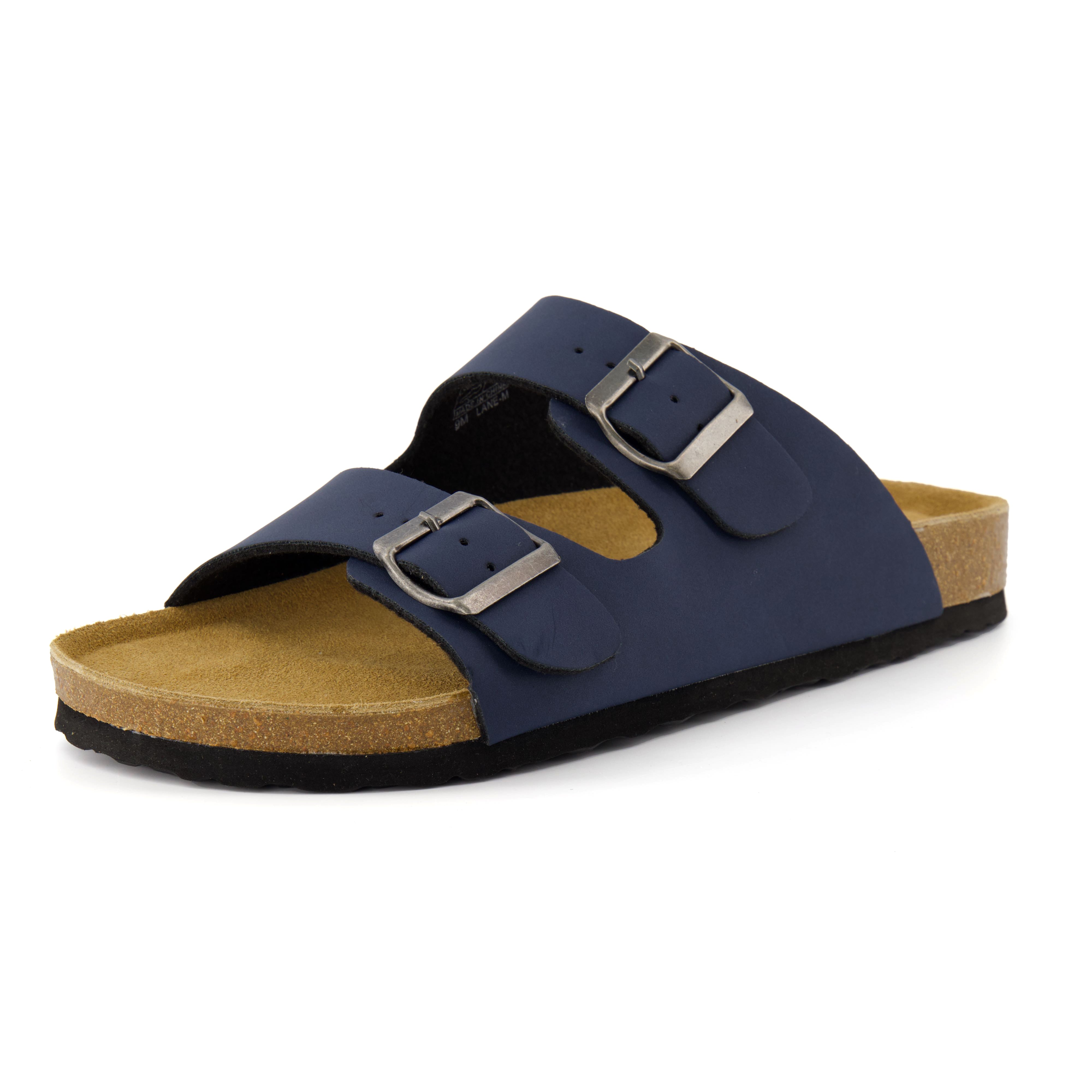 Lane Men's Cork Footbed Sandal Navy Nubuck Medium