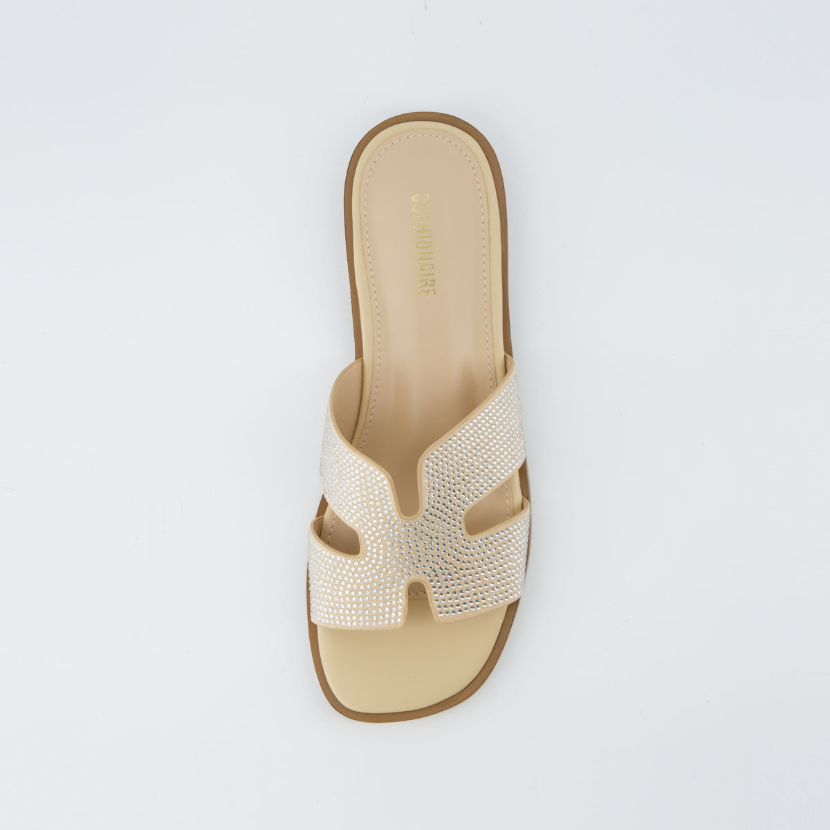 Voyage Strap Slides Tan Embellish