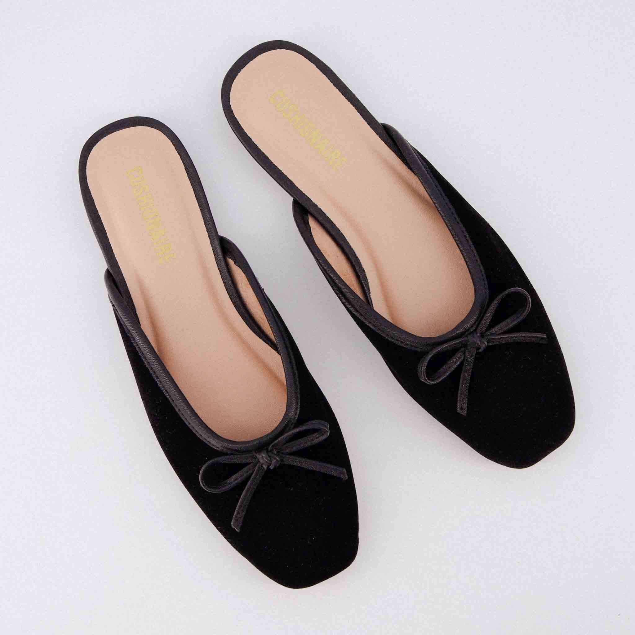 Jade Velvet Ballet Mule Black