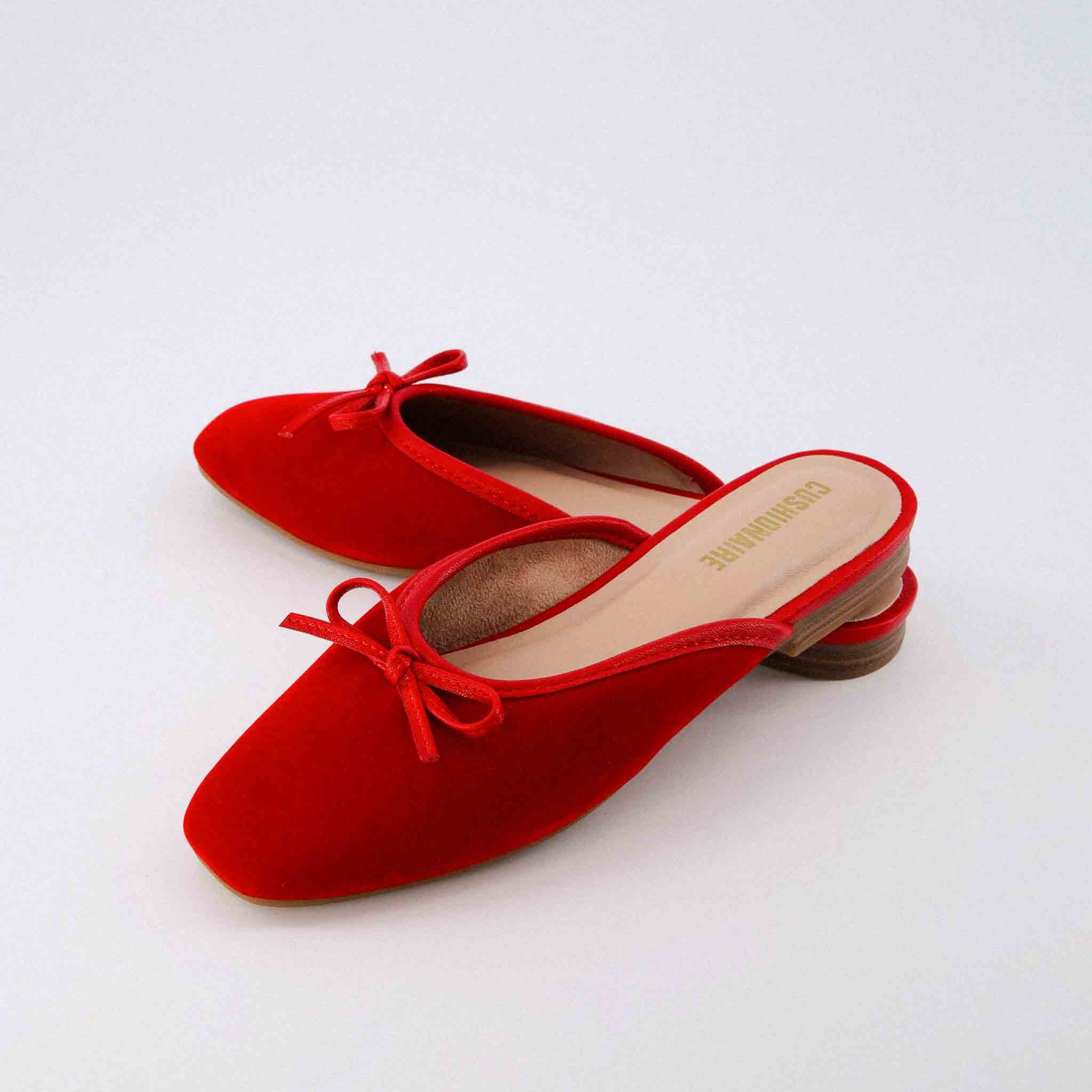 Jade Velvet Ballet Mule Red