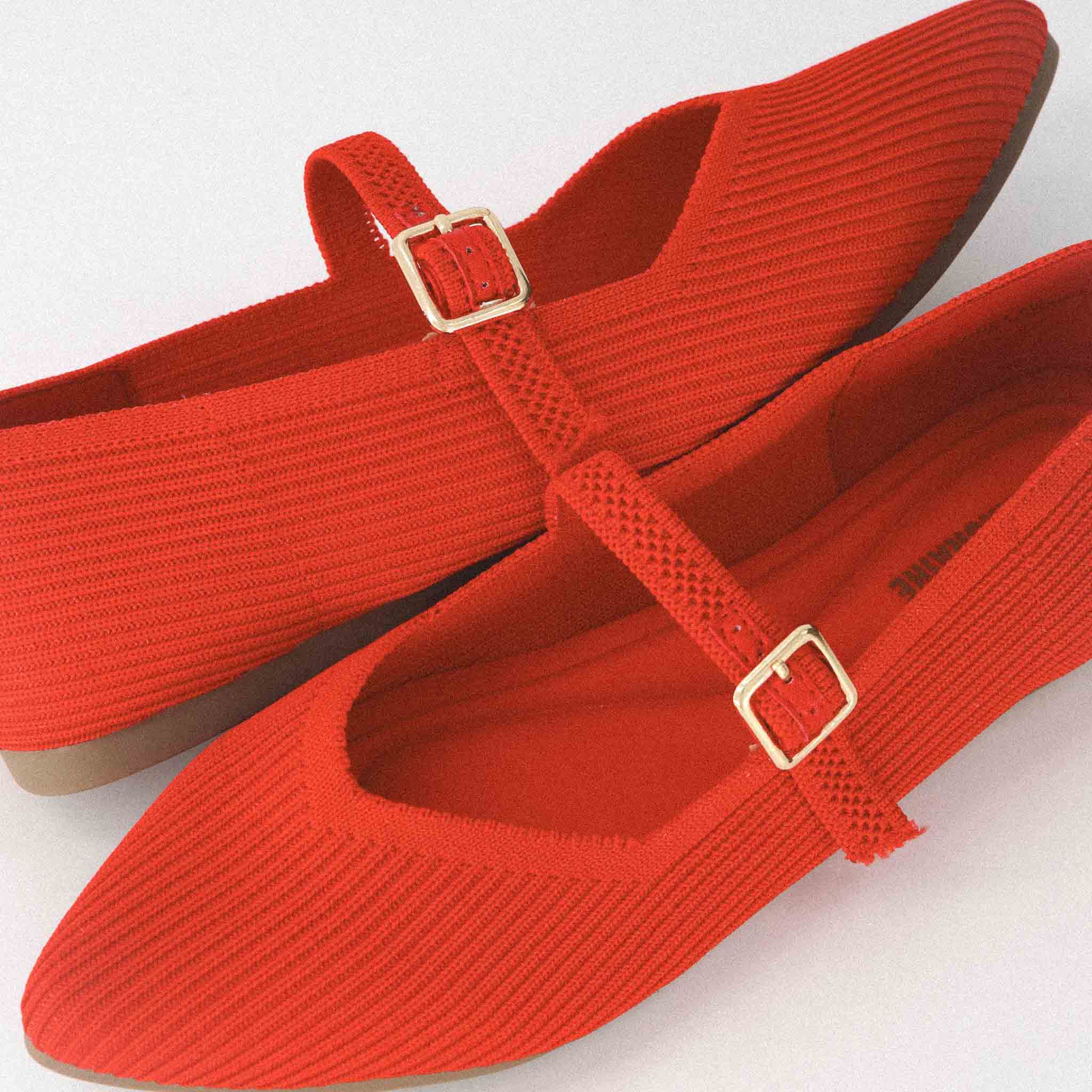 Sonnet Mary Jane Knit Flat Fiery Red