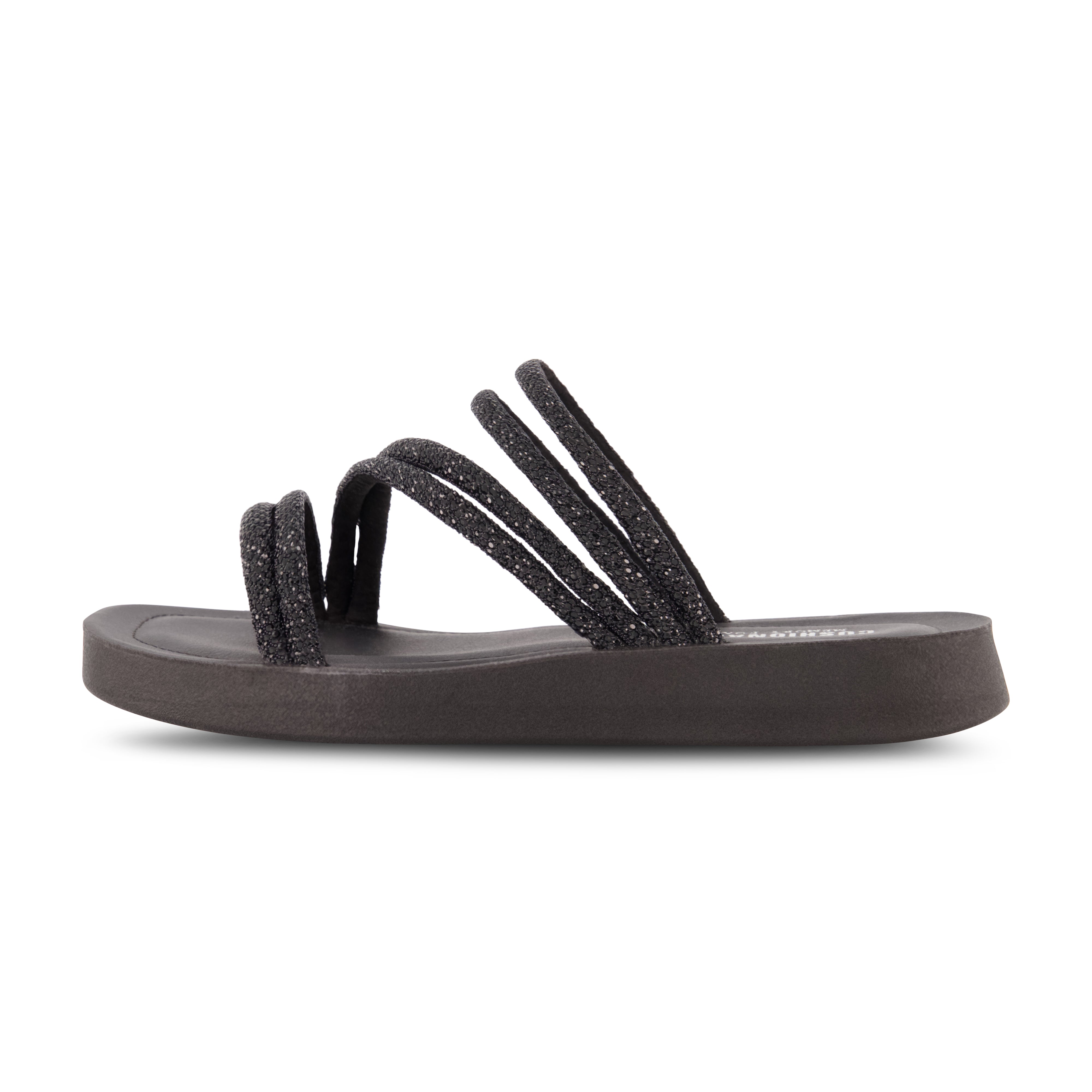 Athena Rhinestone Sandal Black