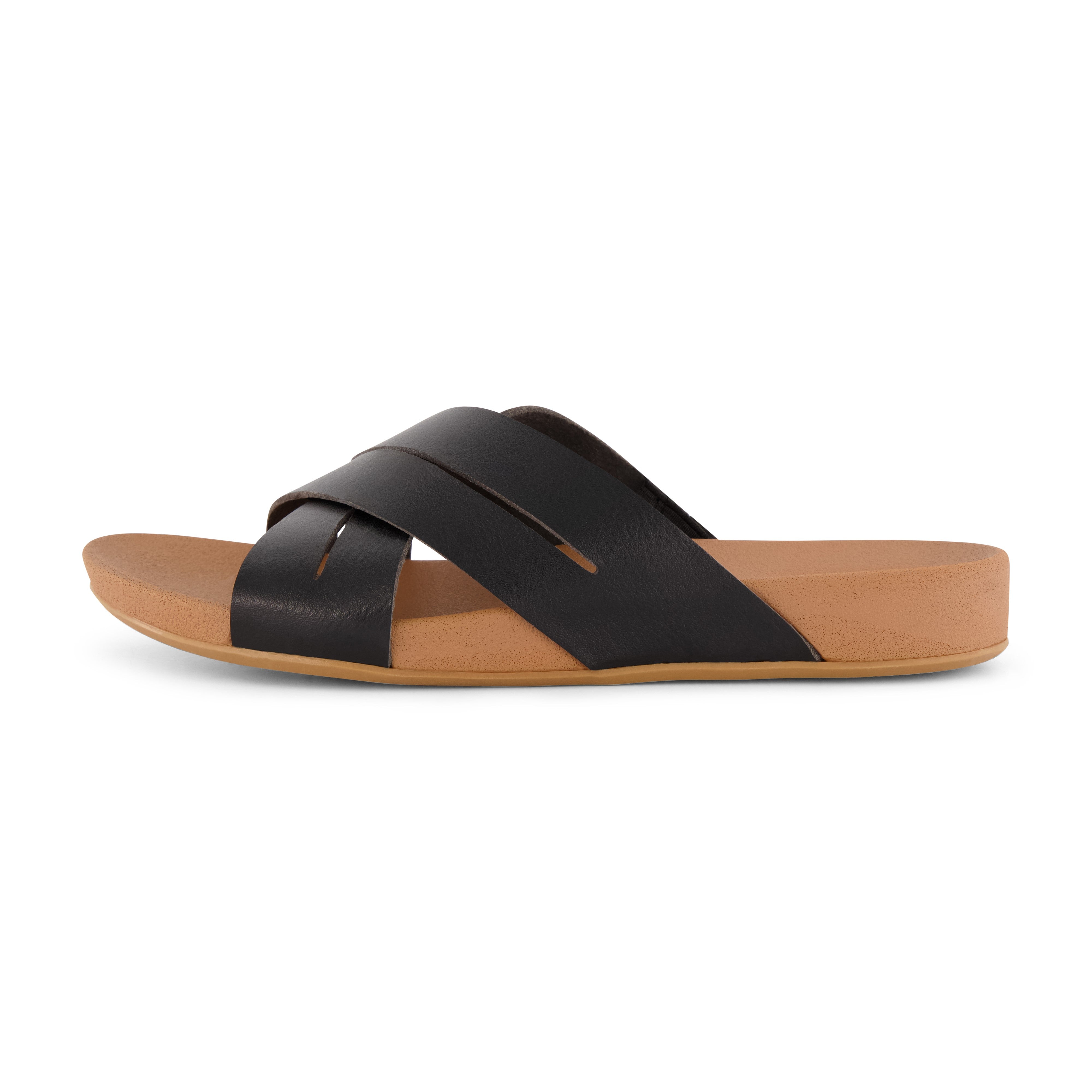 Jackie Cross Band Footbed Sandal Black