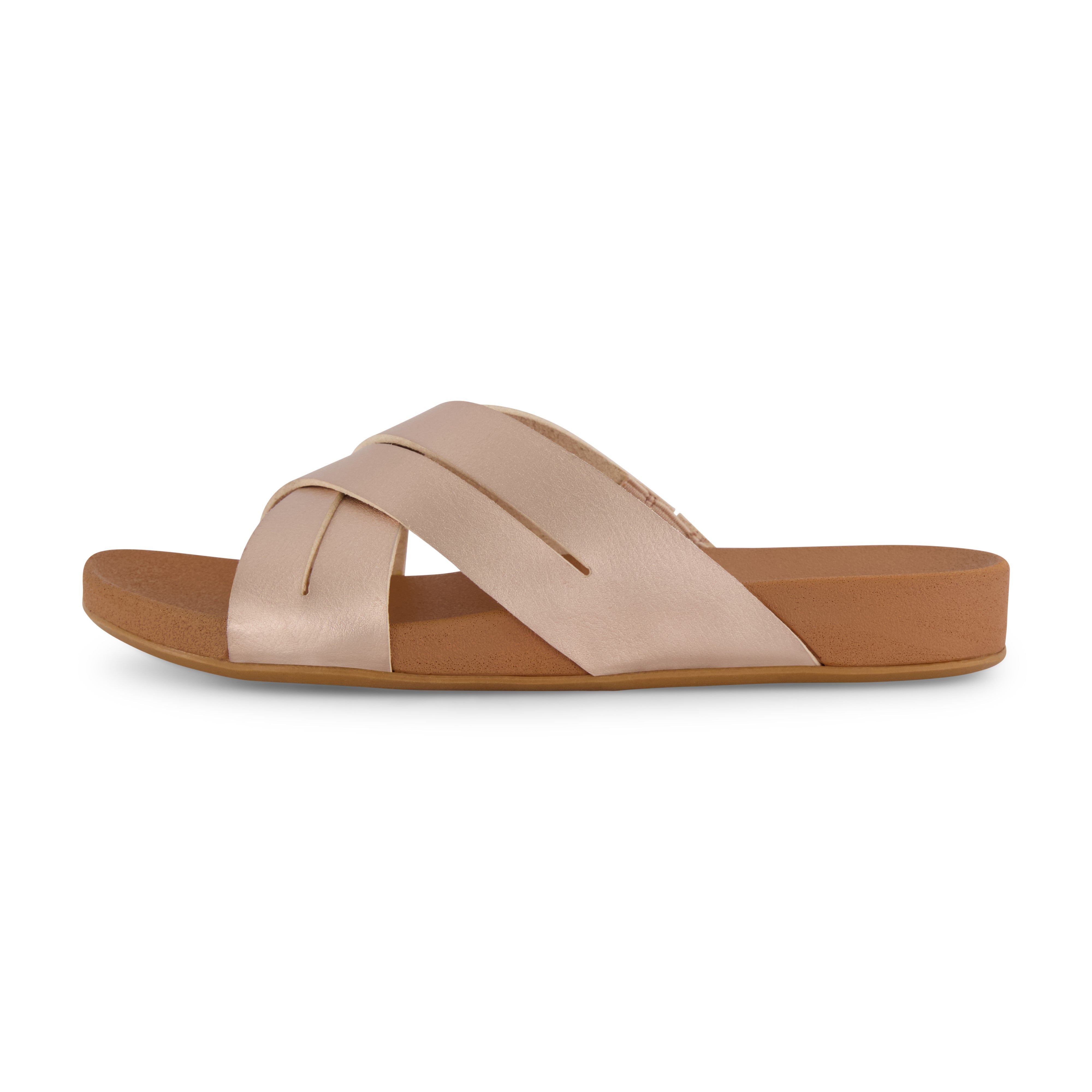 Jackie Cross Band Footbed Sandal Champagne
