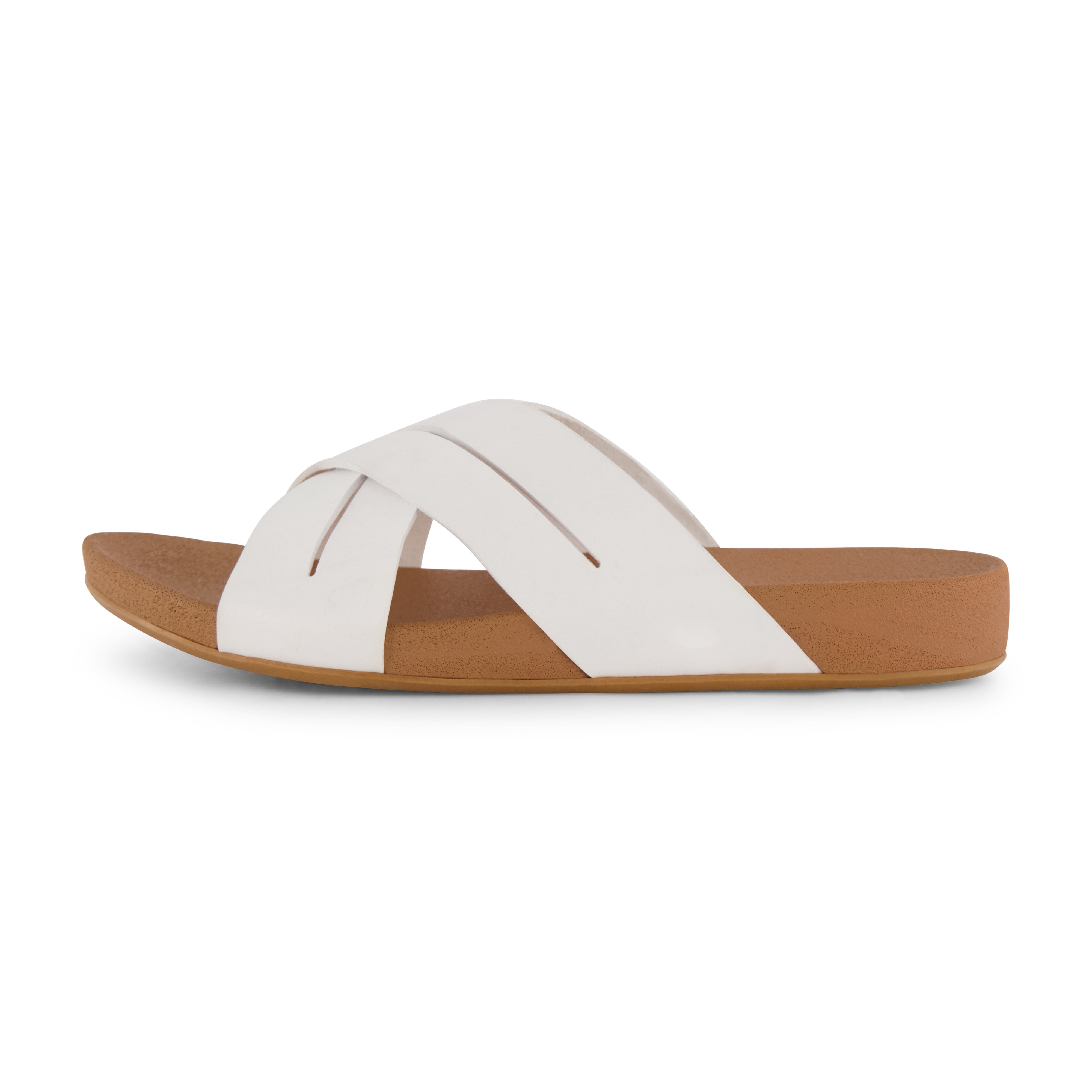 Jackie Cross Band Footbed Sandal White