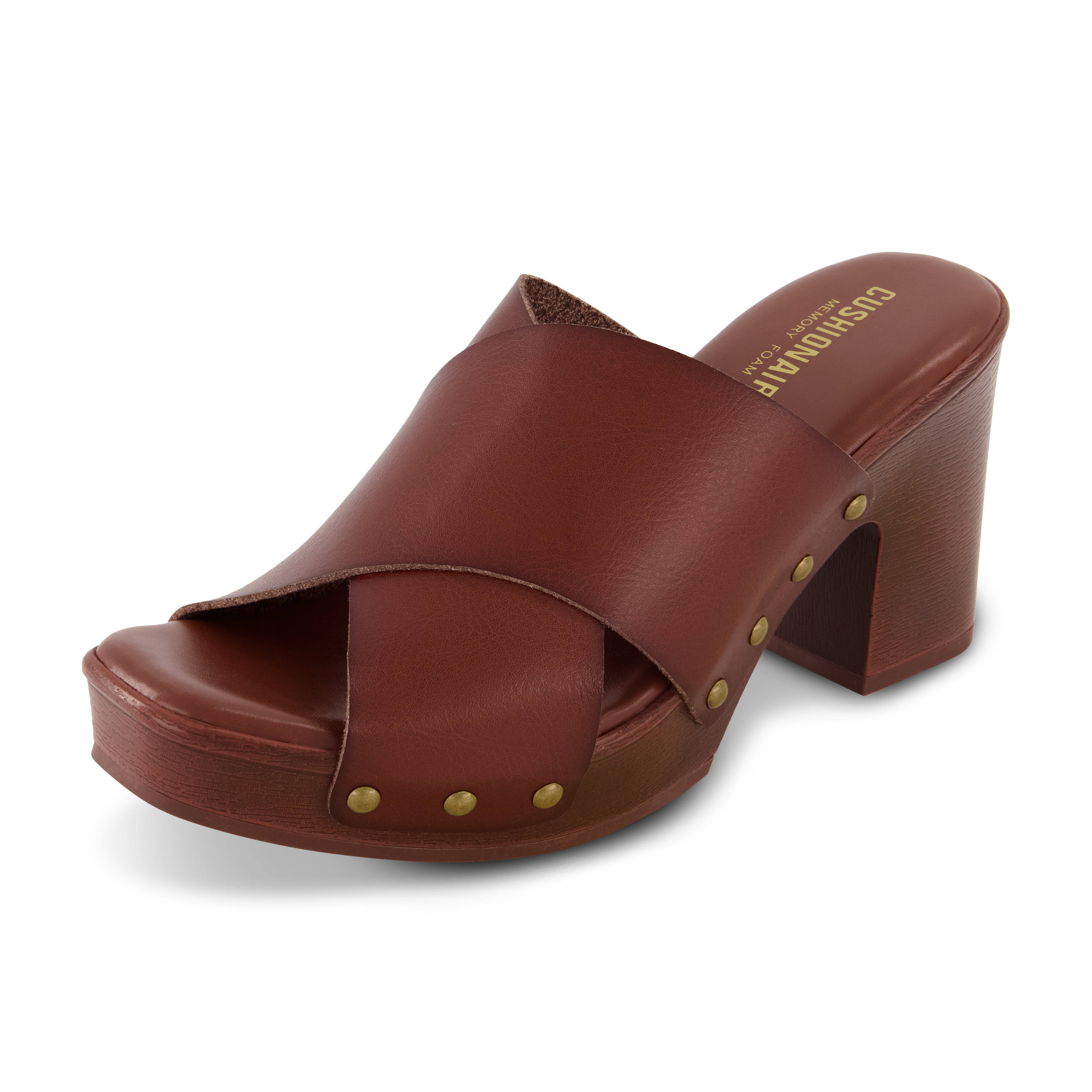 Kamari Studded Cross Band Clog Brown
