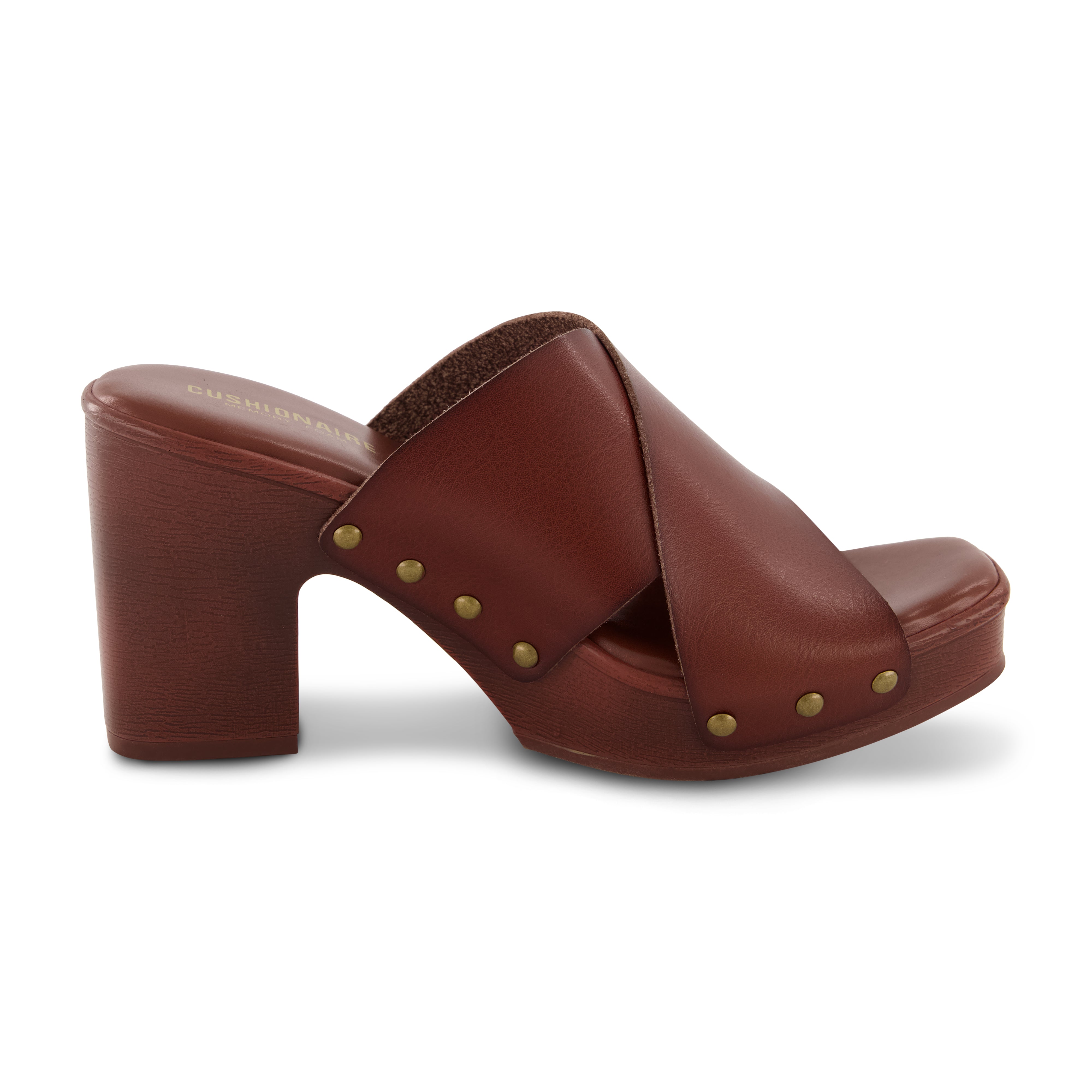 Kamari Studded Cross Band Clog Brown