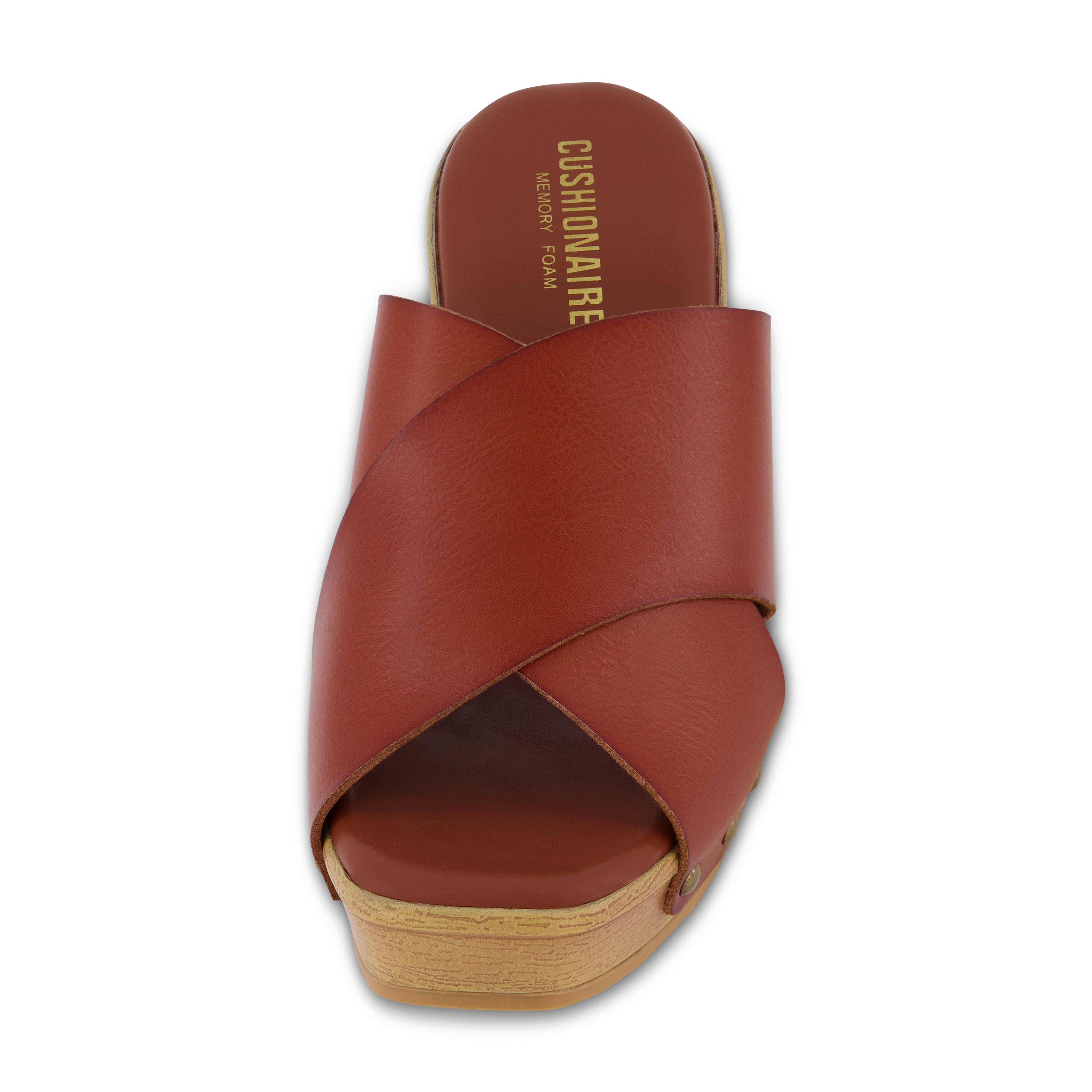 Kamari Studded Cross Band Clog Cognac