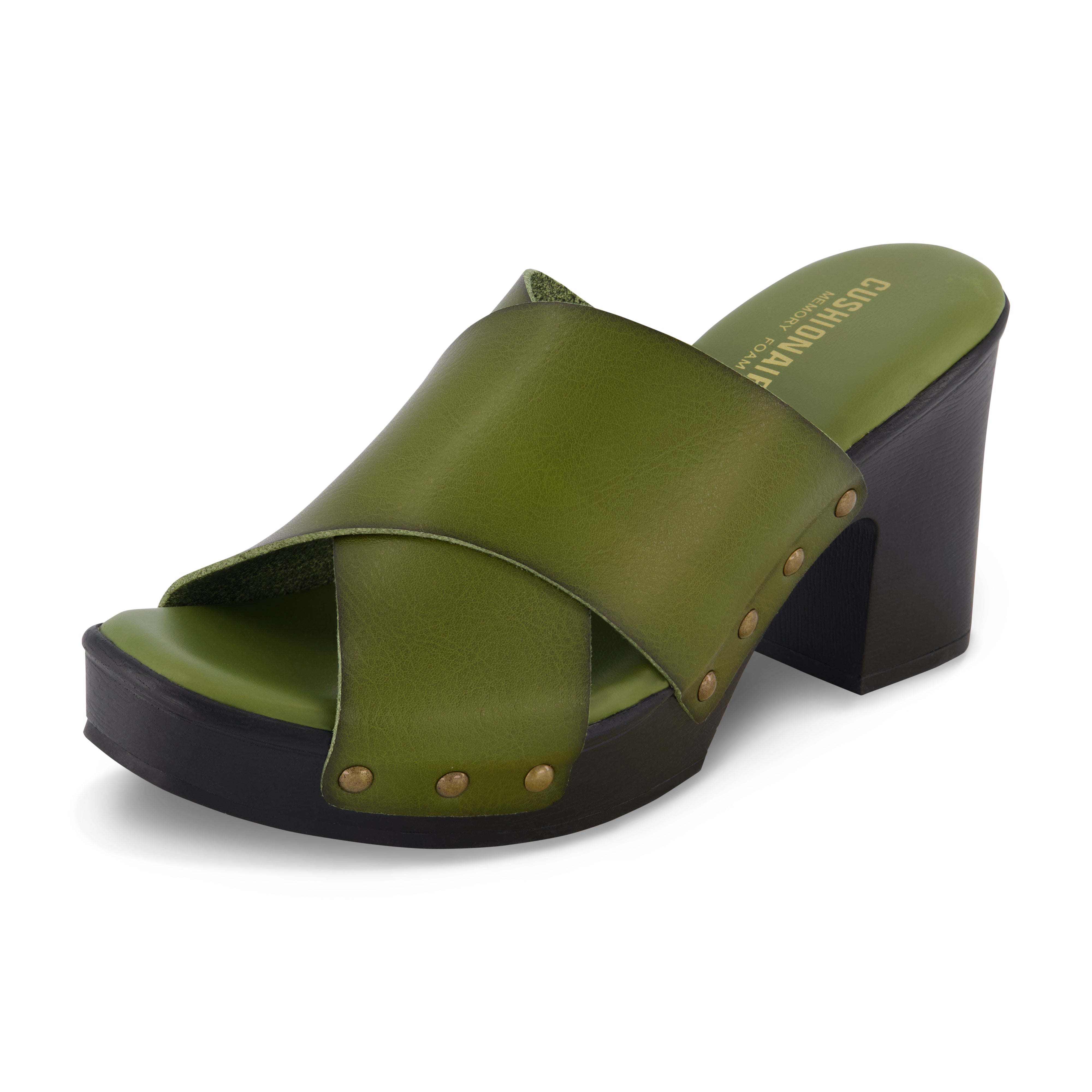 Kamari Studded Cross Band Clog Olive