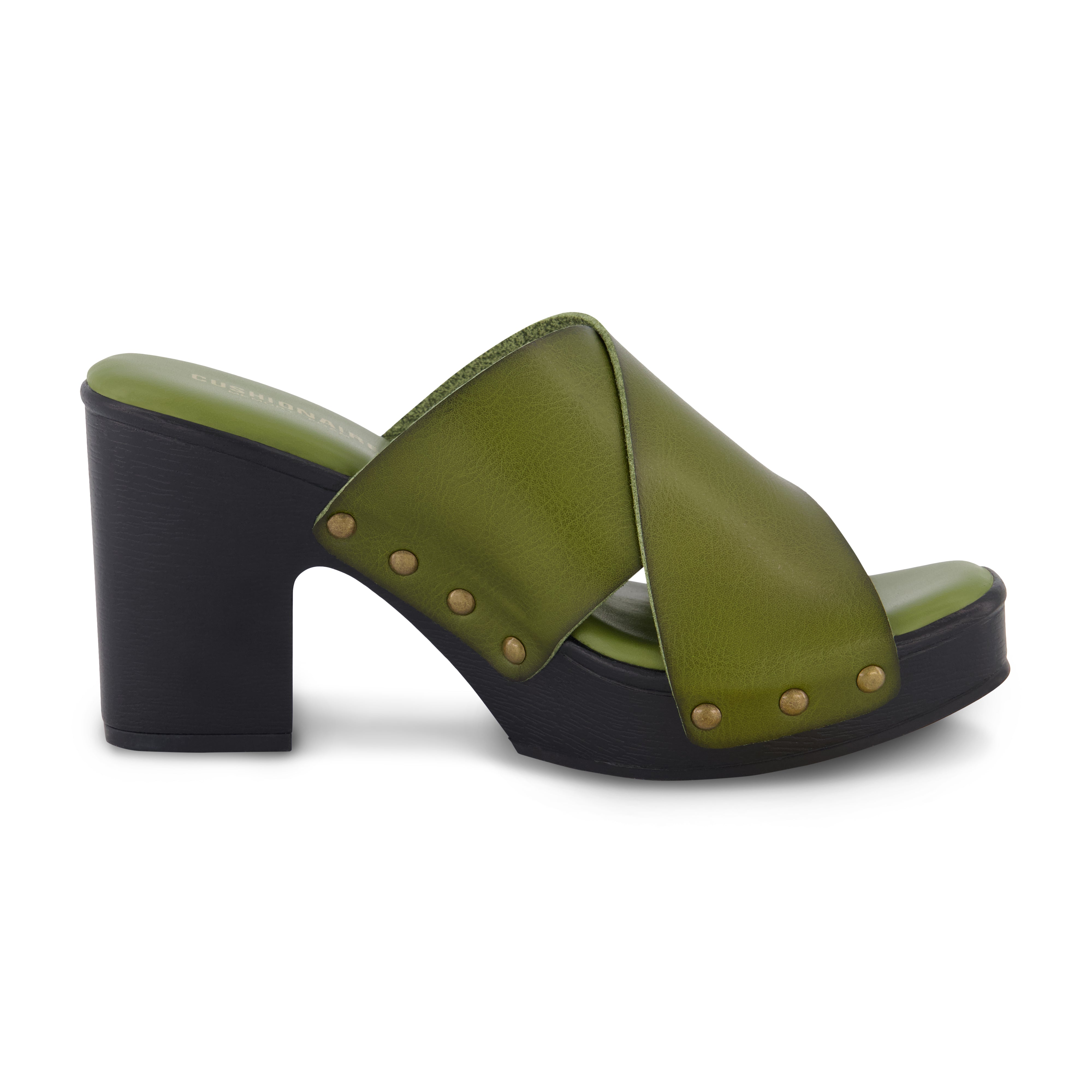 Kamari Studded Cross Band Clog Olive