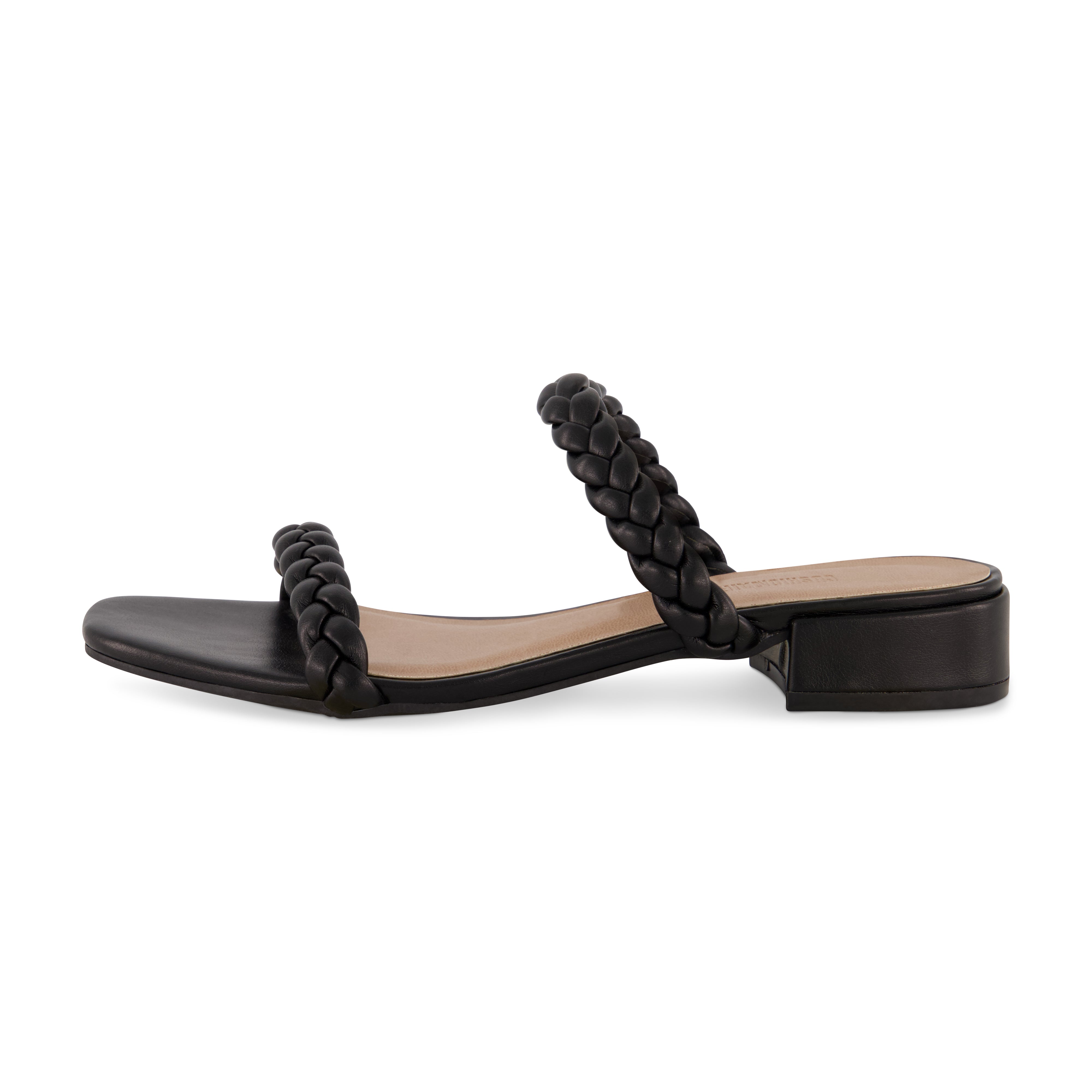 Neptune Braided Two Band Block Heel Sandal Black