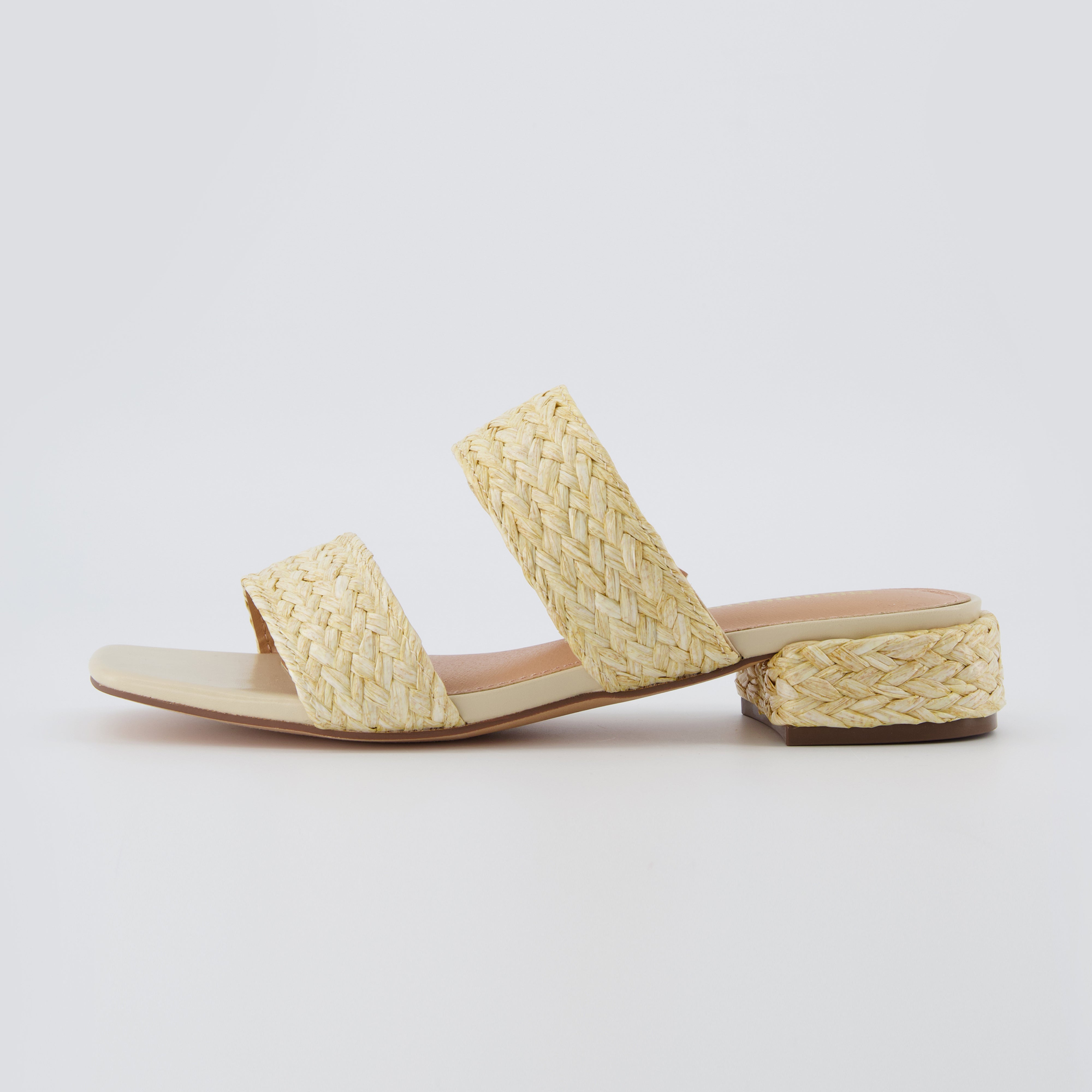 Niki Raffia Block Heel Sandals Natural