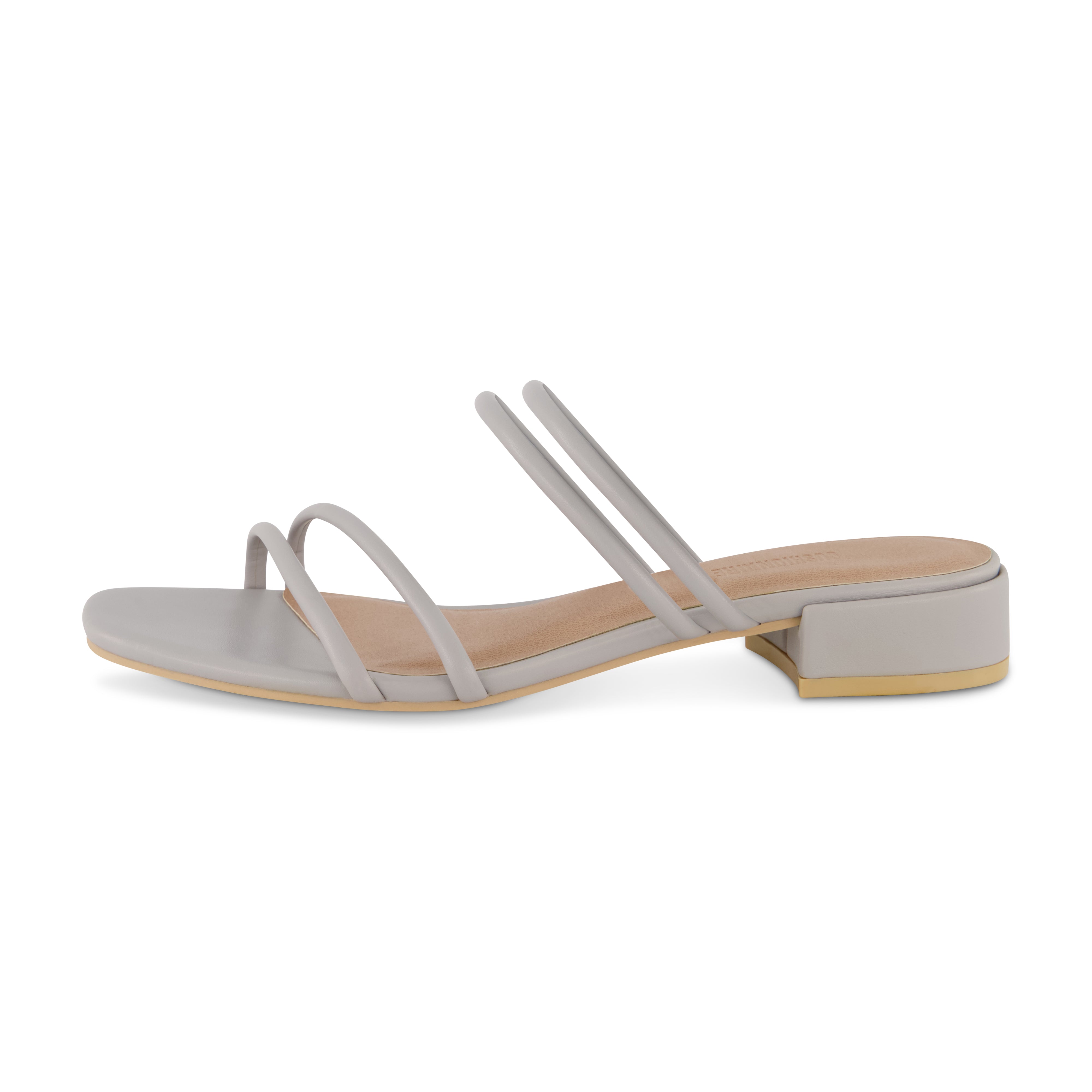 Nora Strappy Block Heel Sandal Pale Grey