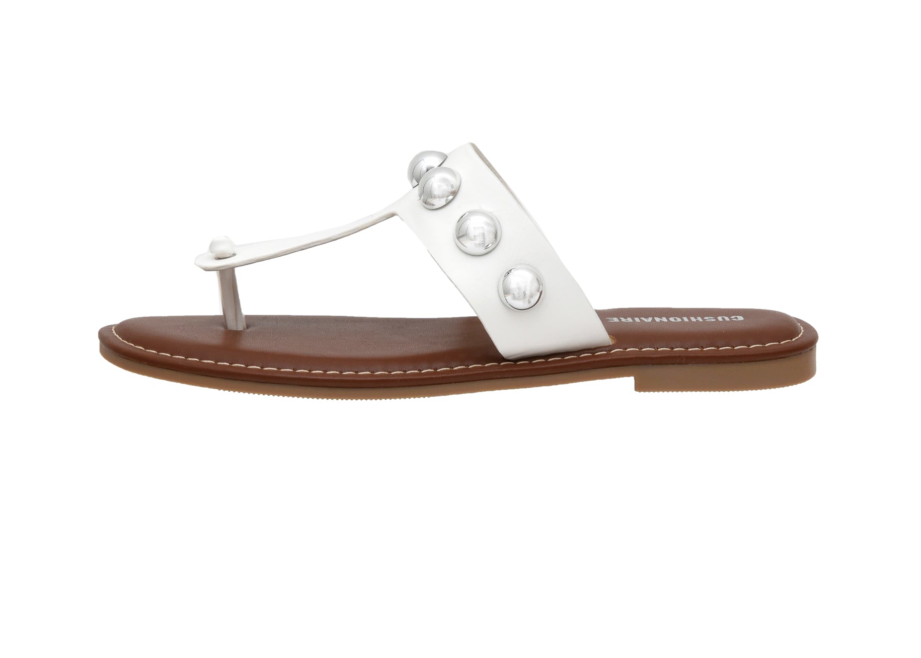 Cindy Studded Thong Sandal White