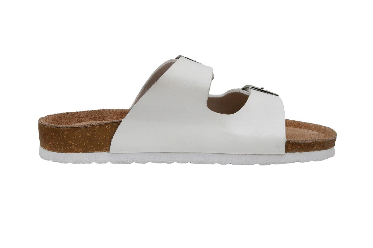 Lane Jr Cork Footbed Sandal White Matt