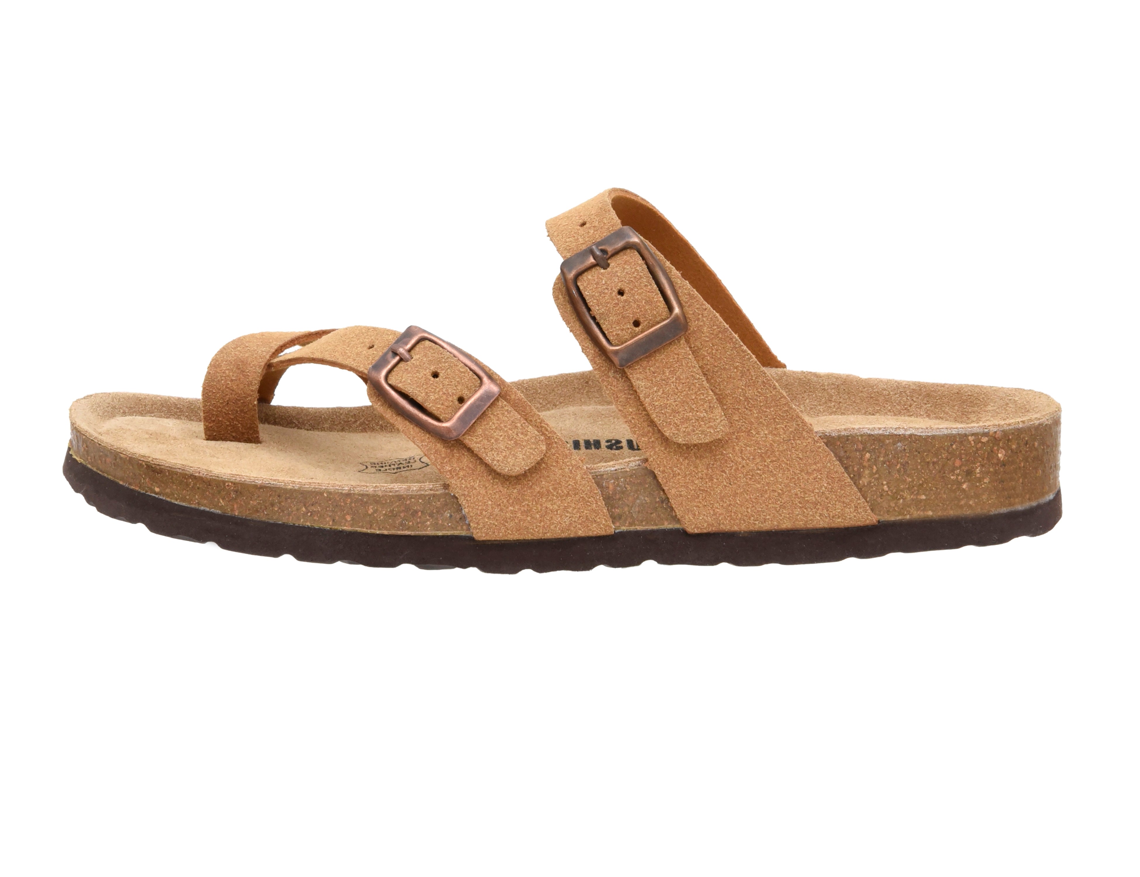 Luna Cork Footbed Sandal Suedes Tan Vegan Suede