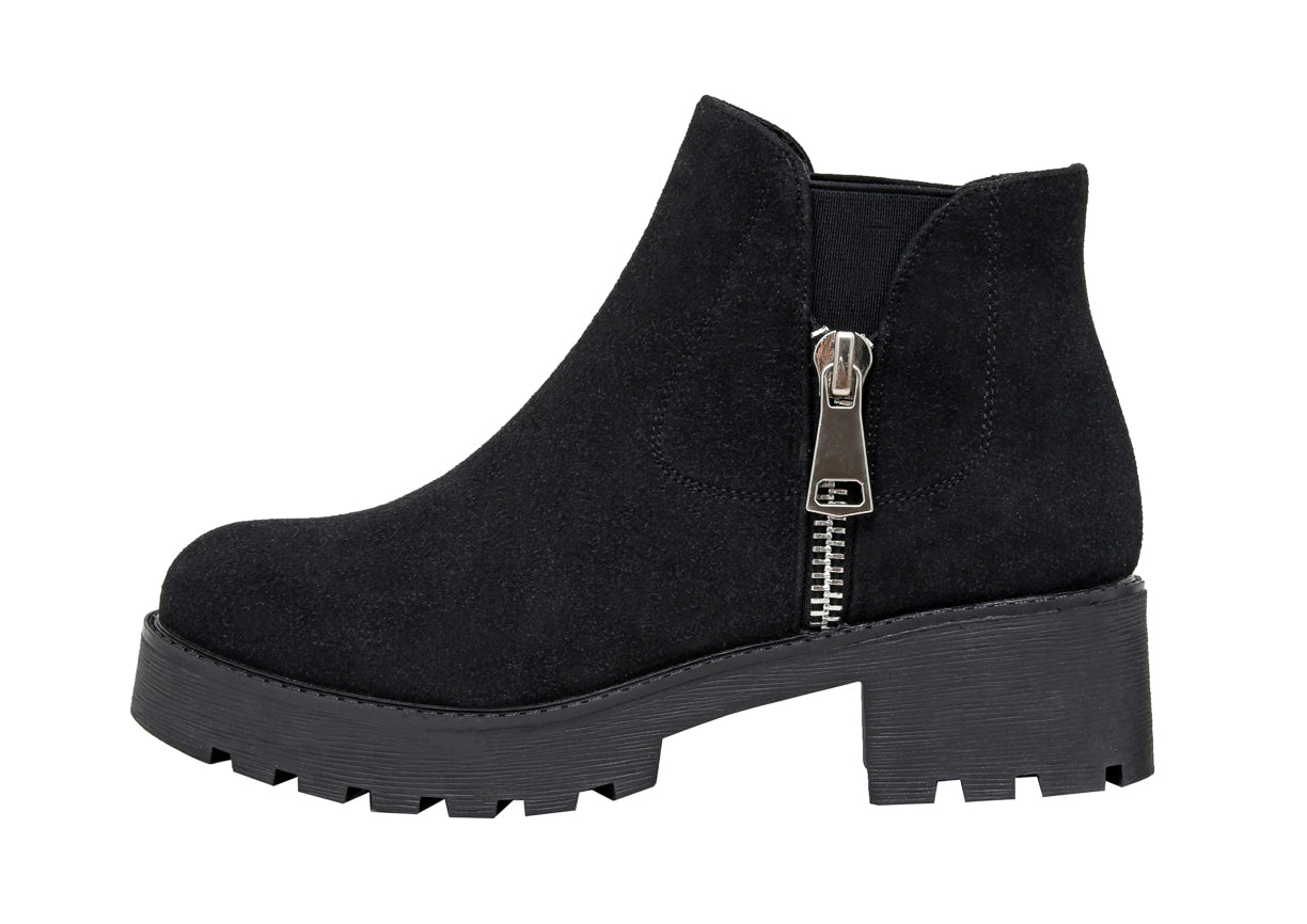 Portia Lug Bootie Black Suede