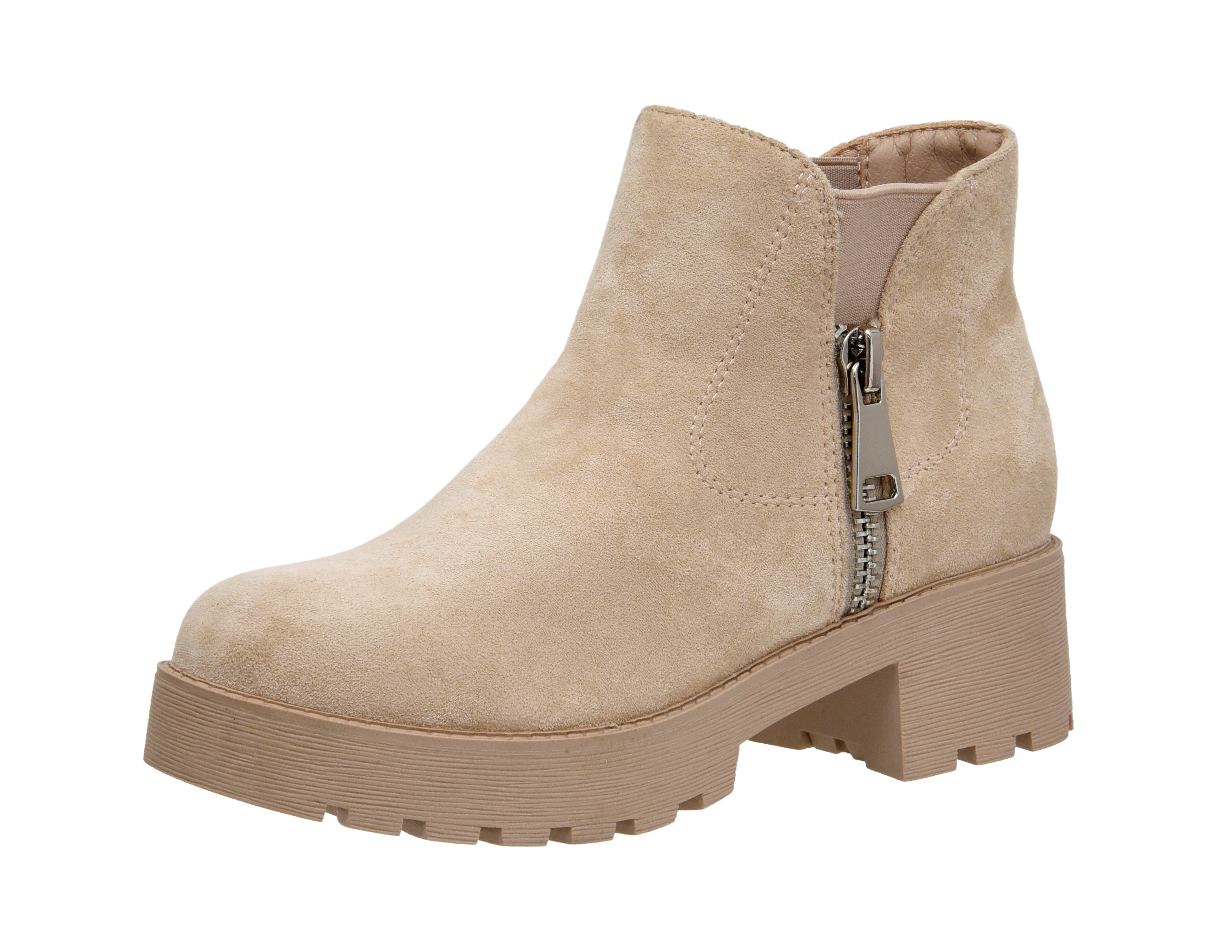 Portia Lug Bootie Taupe Suede