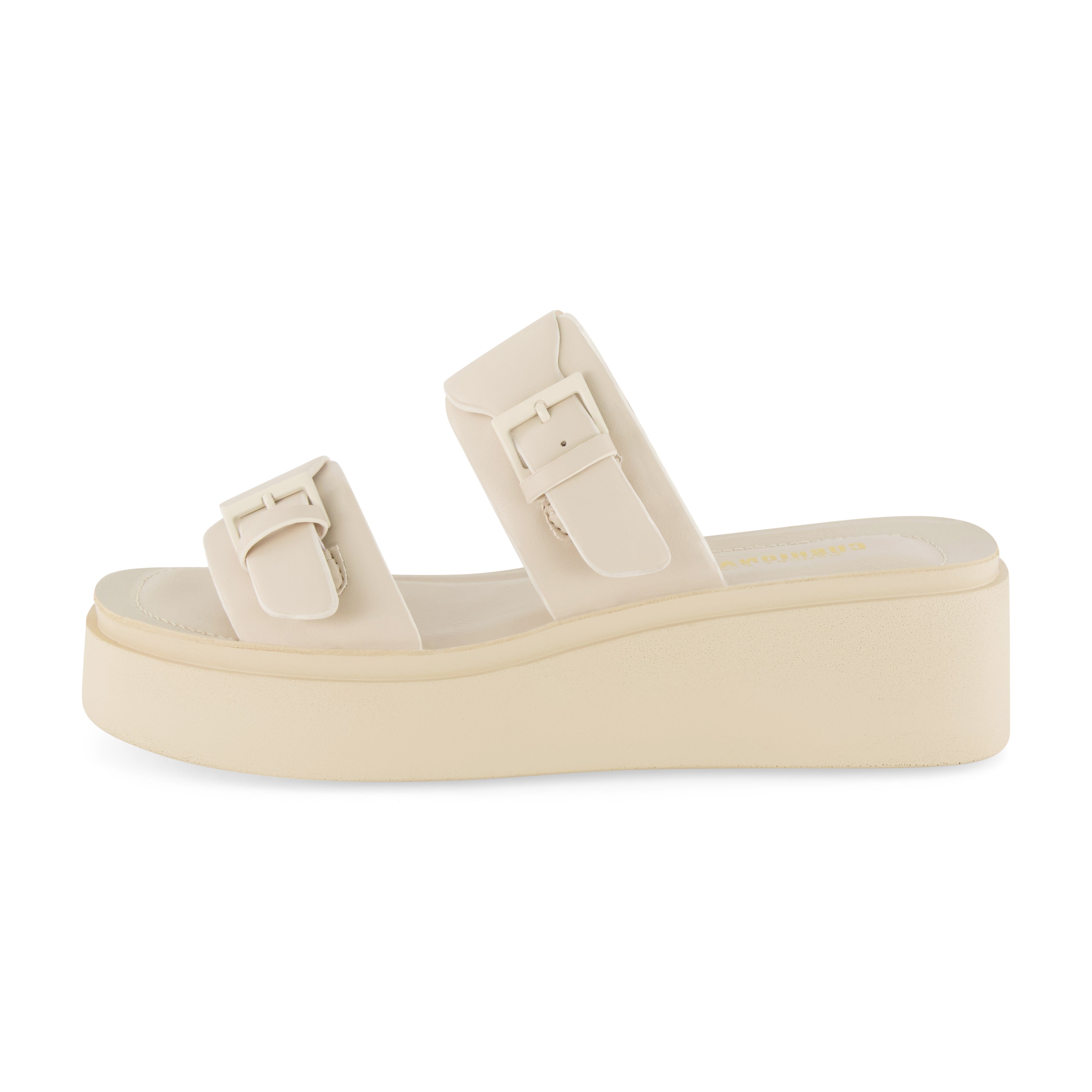 Planet Two Band Platform Sandal Cream