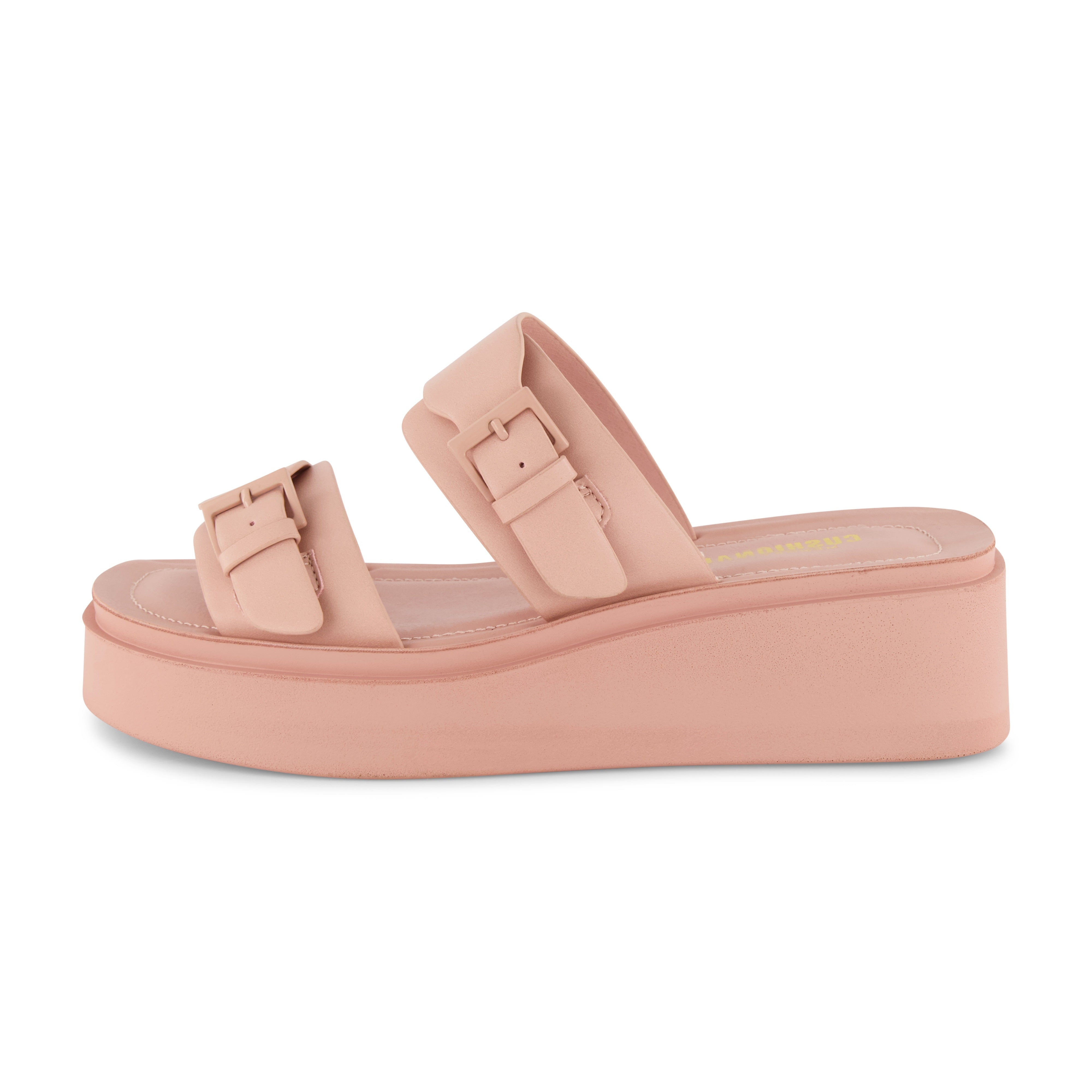 Planet Two Band Platform Sandal Pink