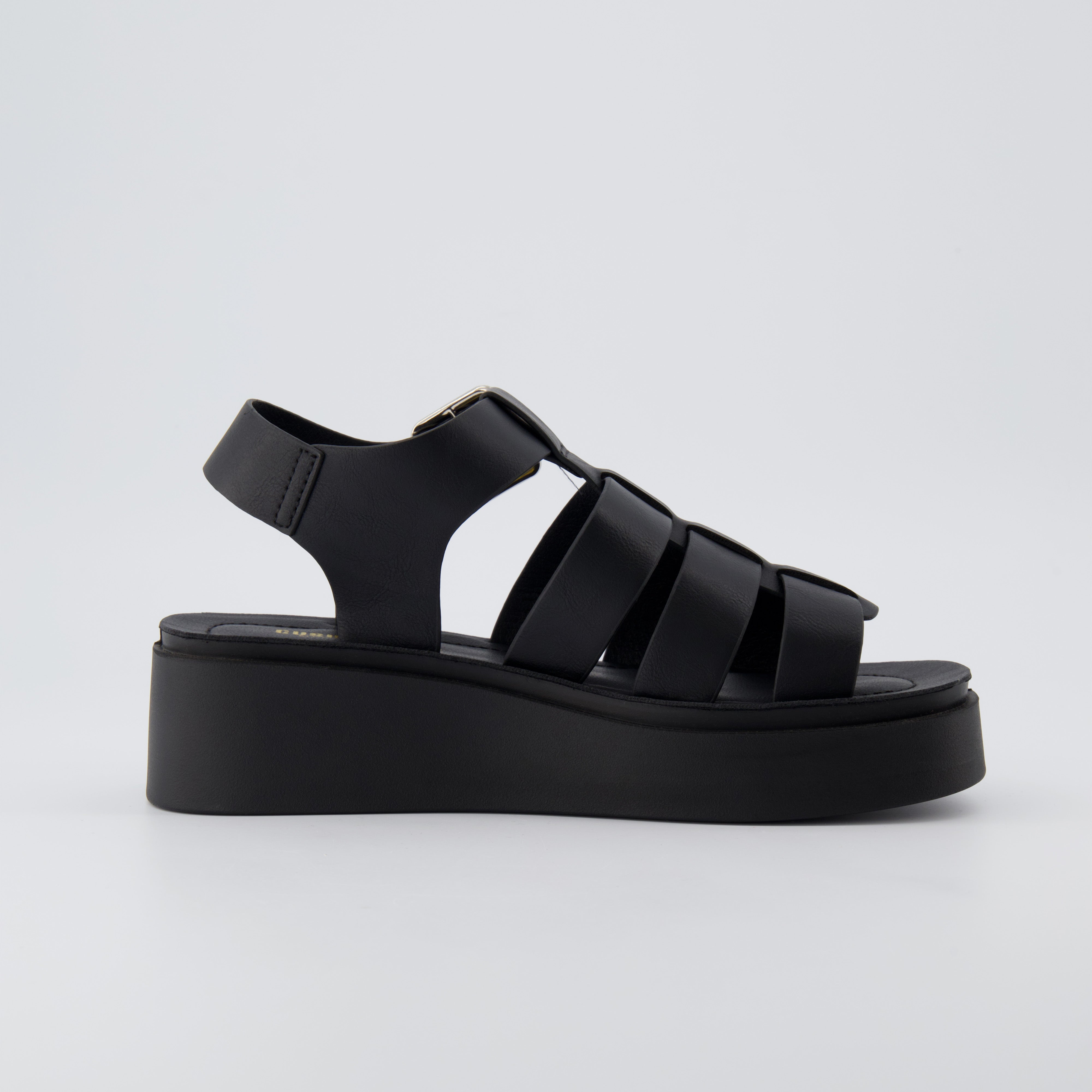 Poppy Fisherman Platform Sandals Black