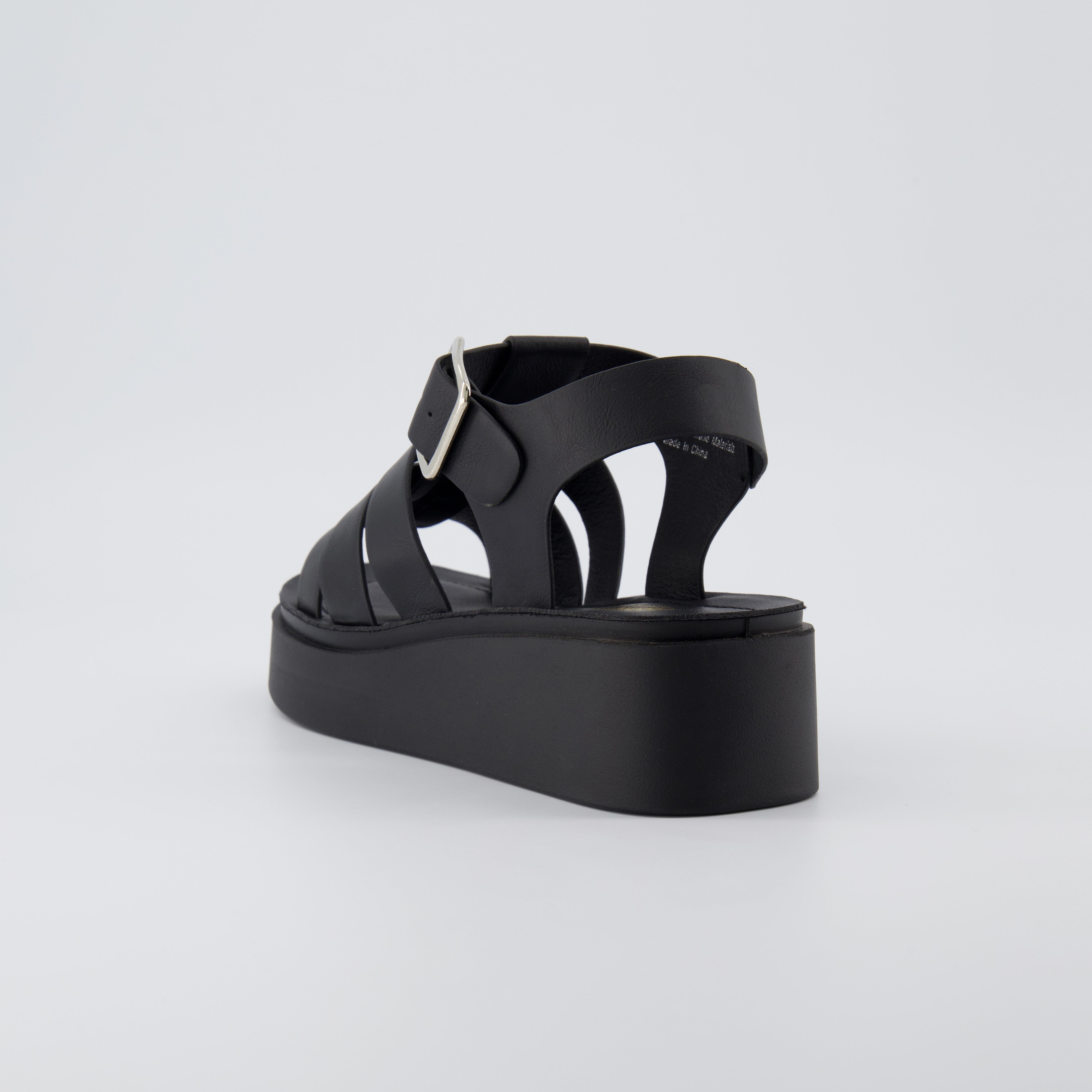 Poppy Fisherman Platform Sandals Black