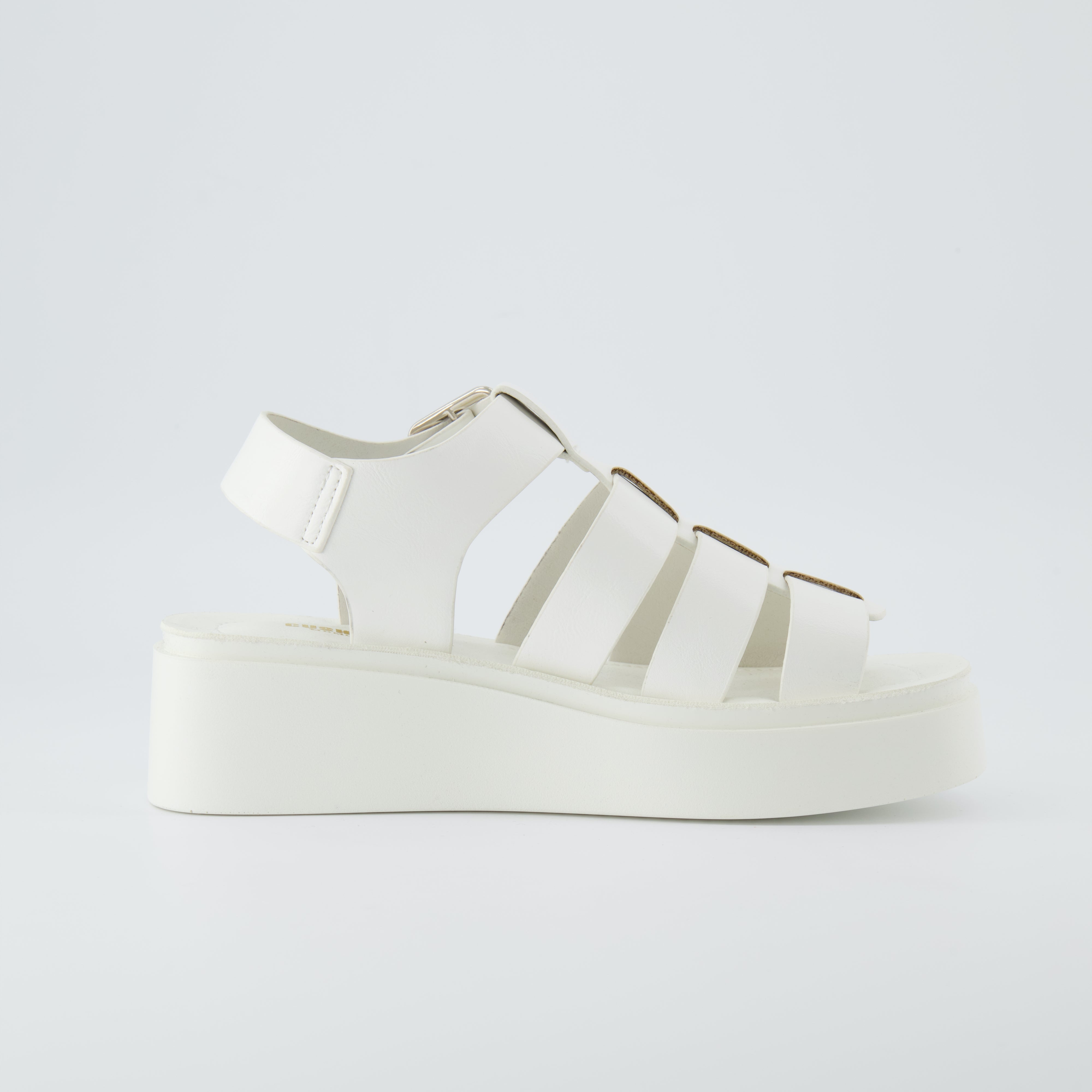 Poppy Fisherman Platform Sandals White